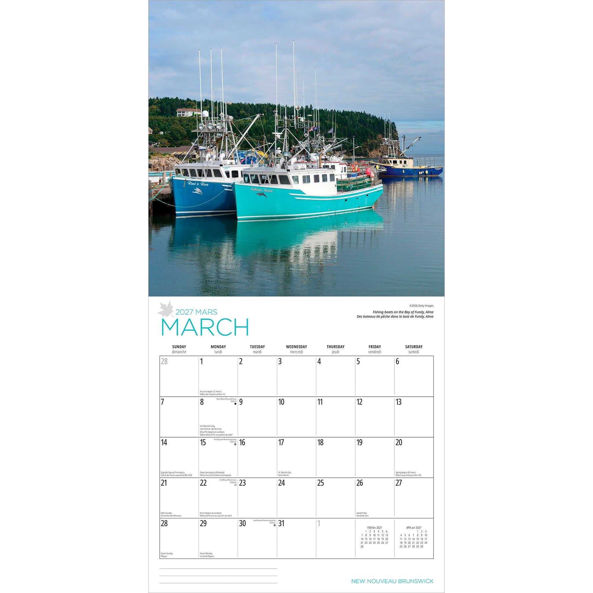 New Brunswick / Nouveau-Brunswick 2027 Wall Calendar