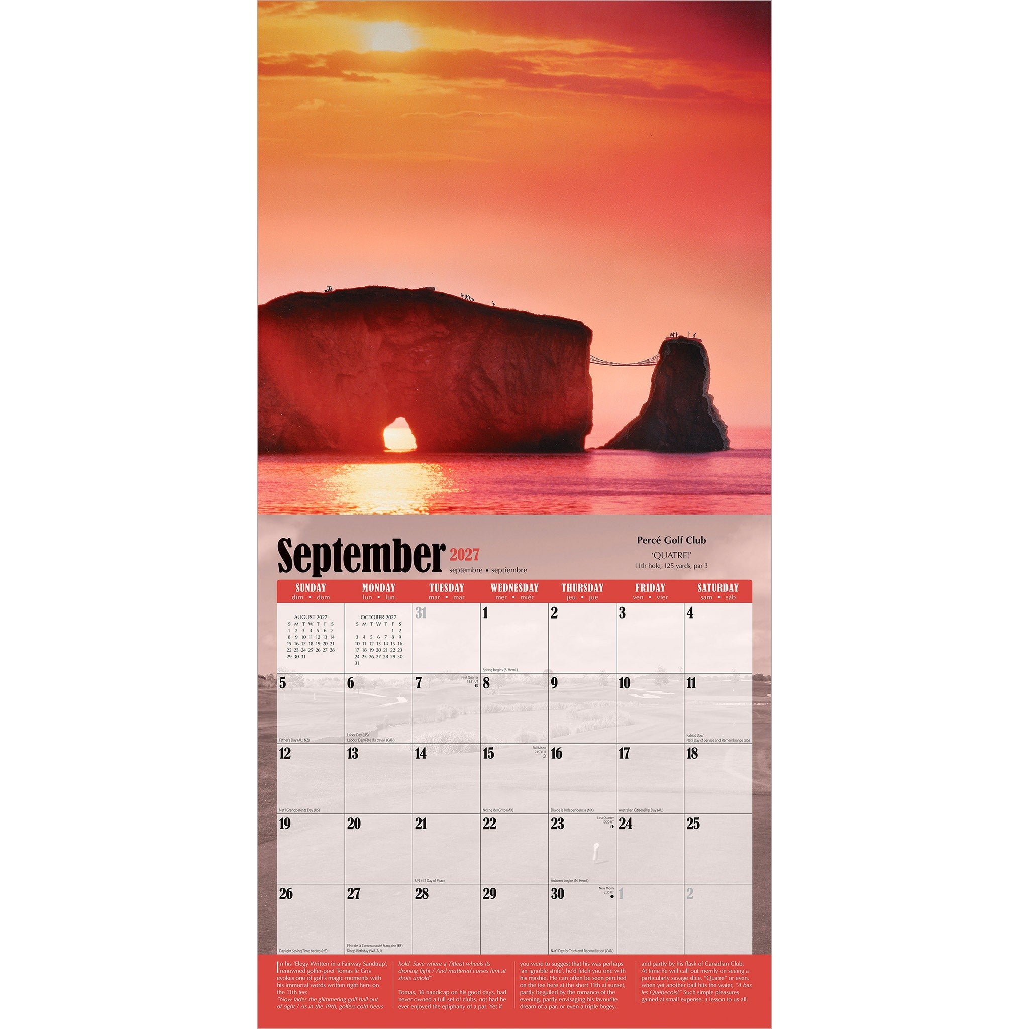 World's Toughest Golf Holes 2027 Wall Calendar