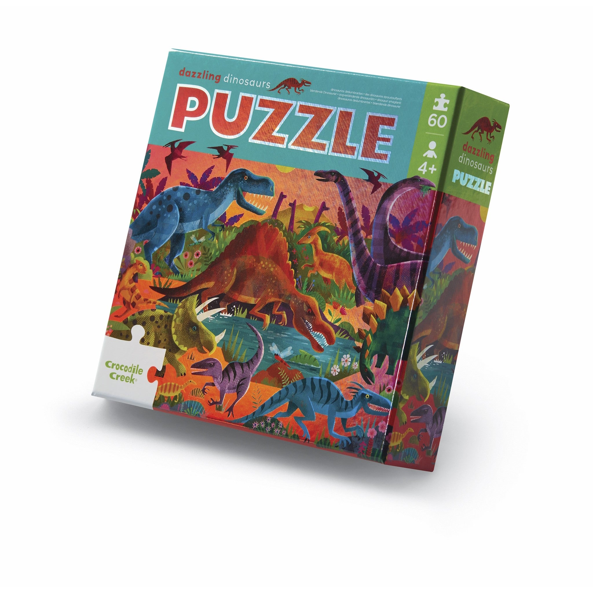 Puzzle holographique de 60 pièces représentant des dinosaures éblouissants