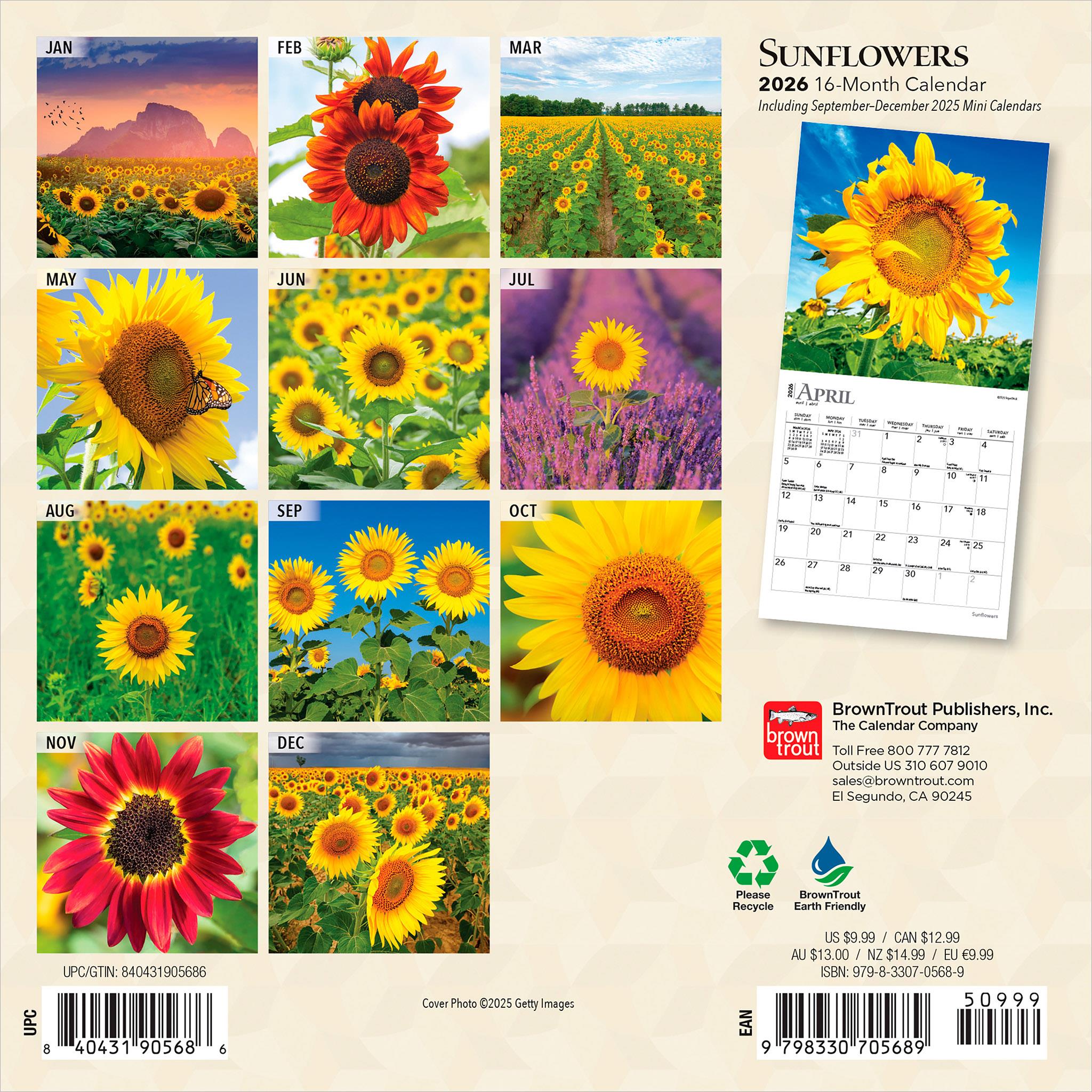 Mini calendrier Tournesols 2026