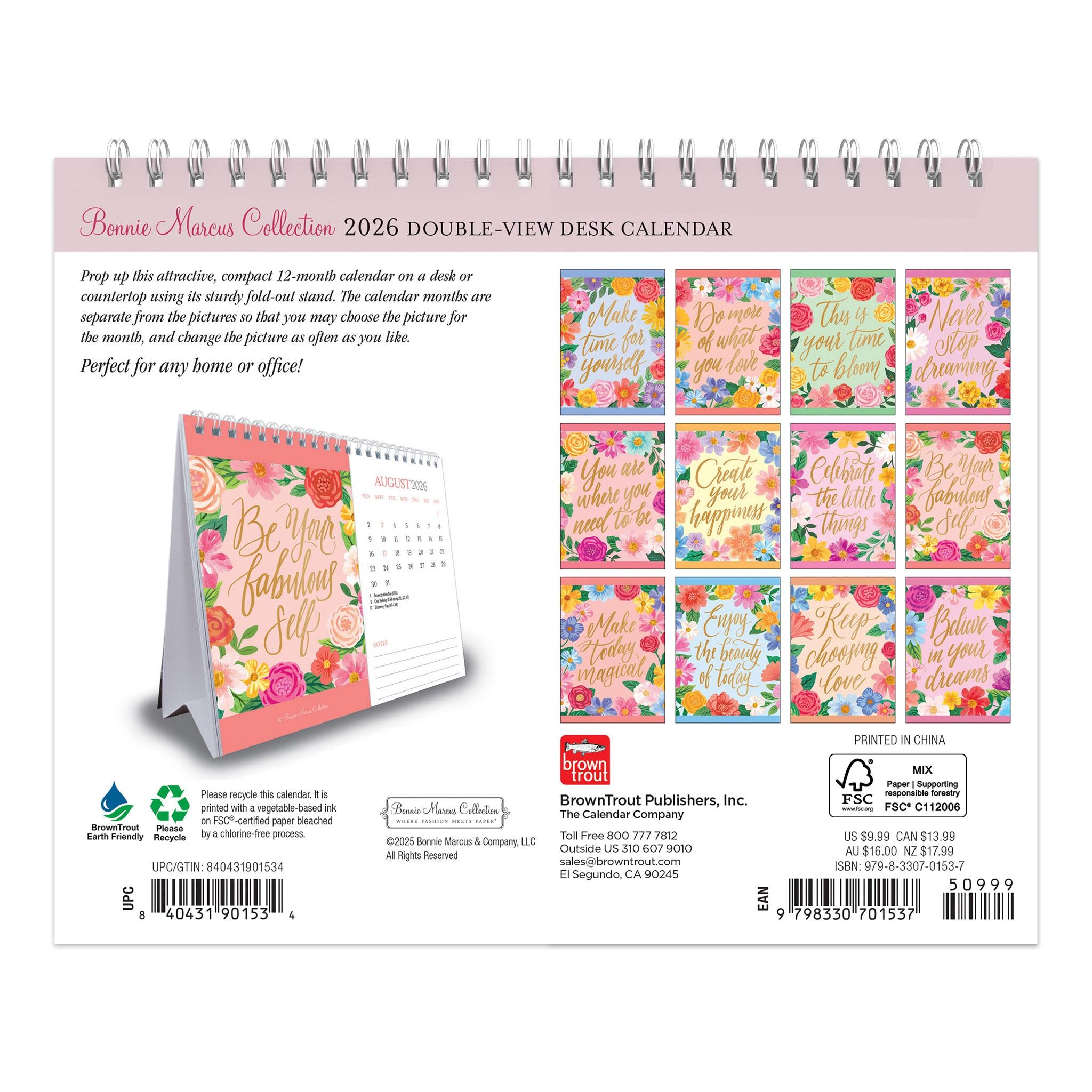 Calendrier chevalet double vue Bonnie Marcus 2026 - Disponible uniquement en ligne