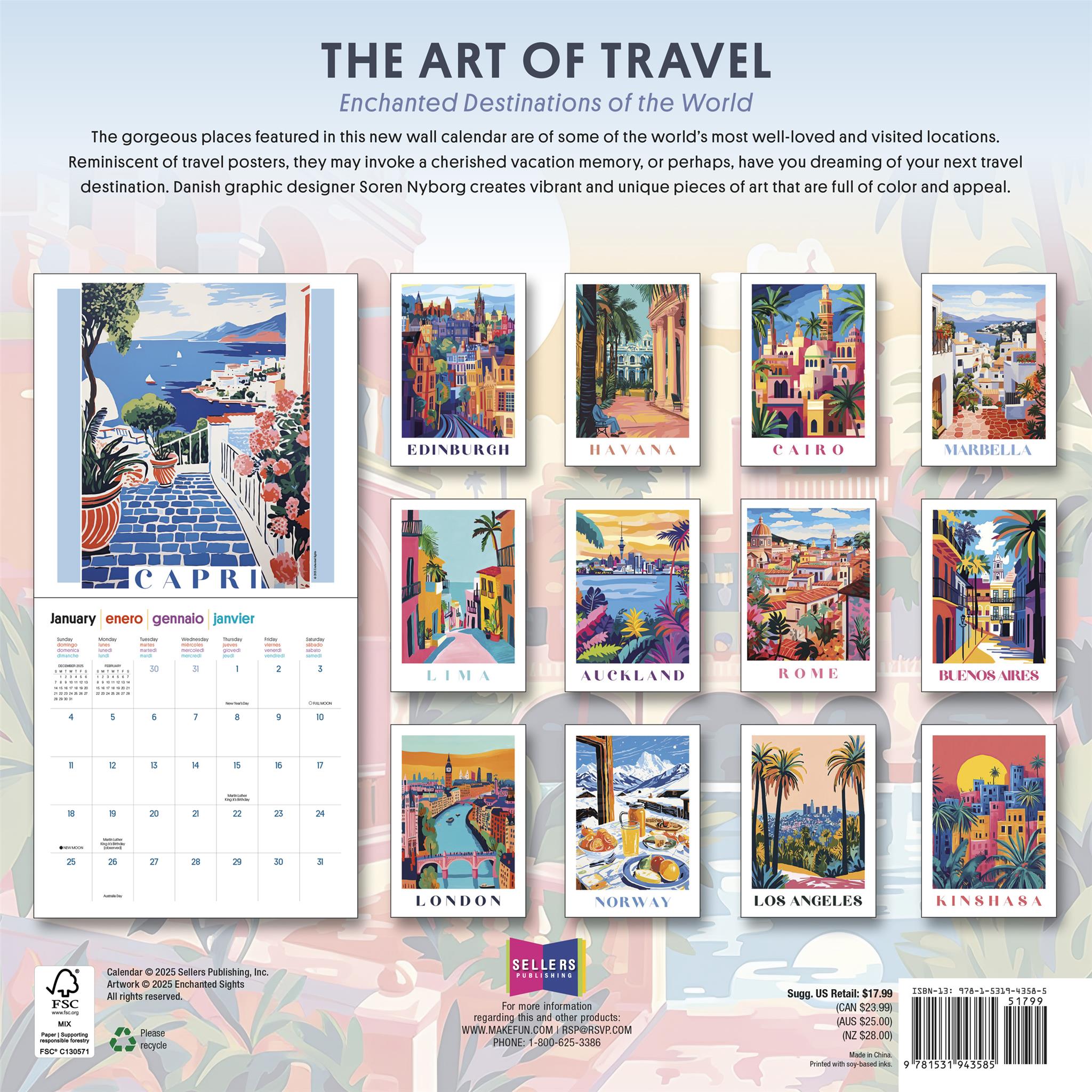 Calendrier mural Art of Travel 2026 - Disponible uniquement en ligne