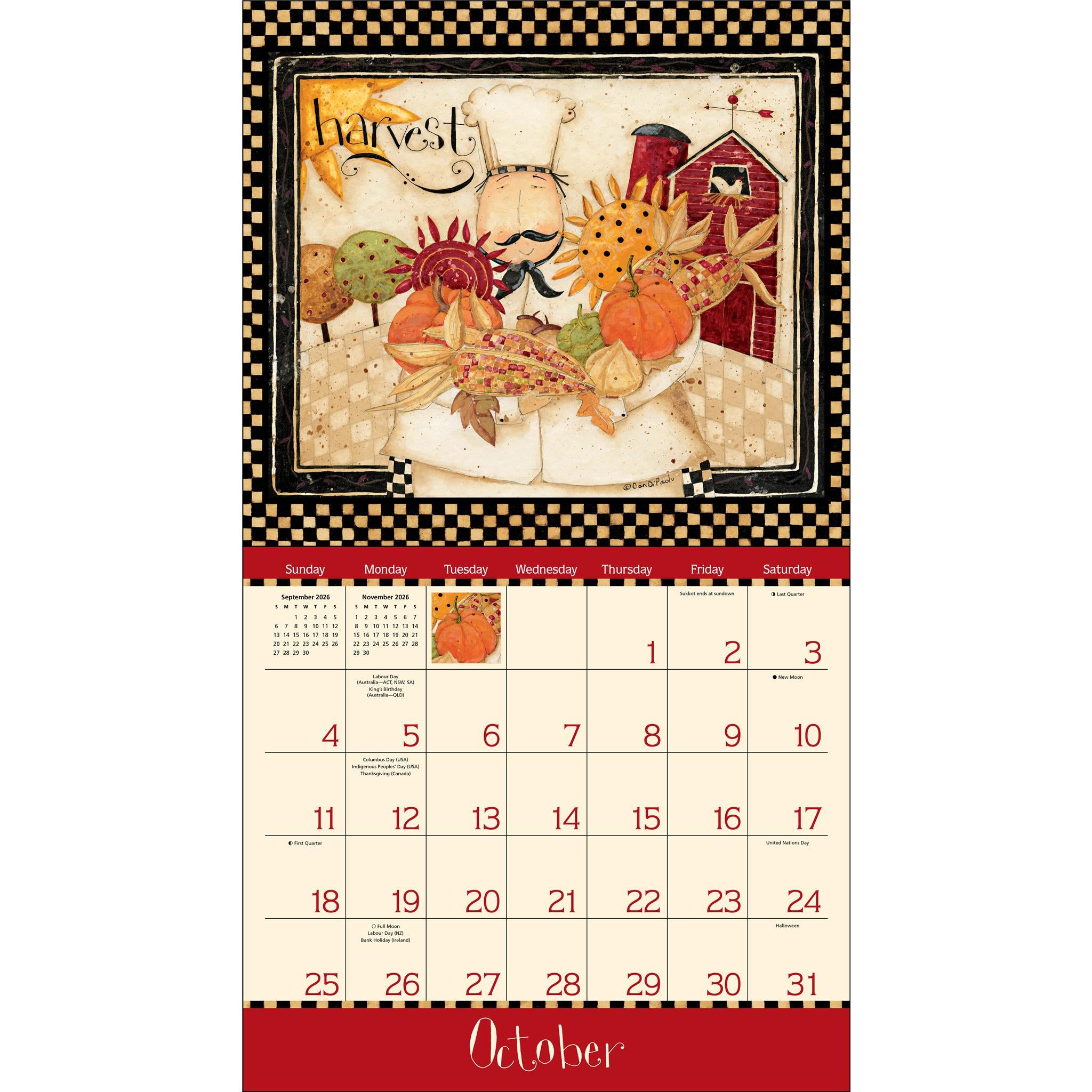 Calendrier mural de luxe 2026 « La maison est dans la cuisine »