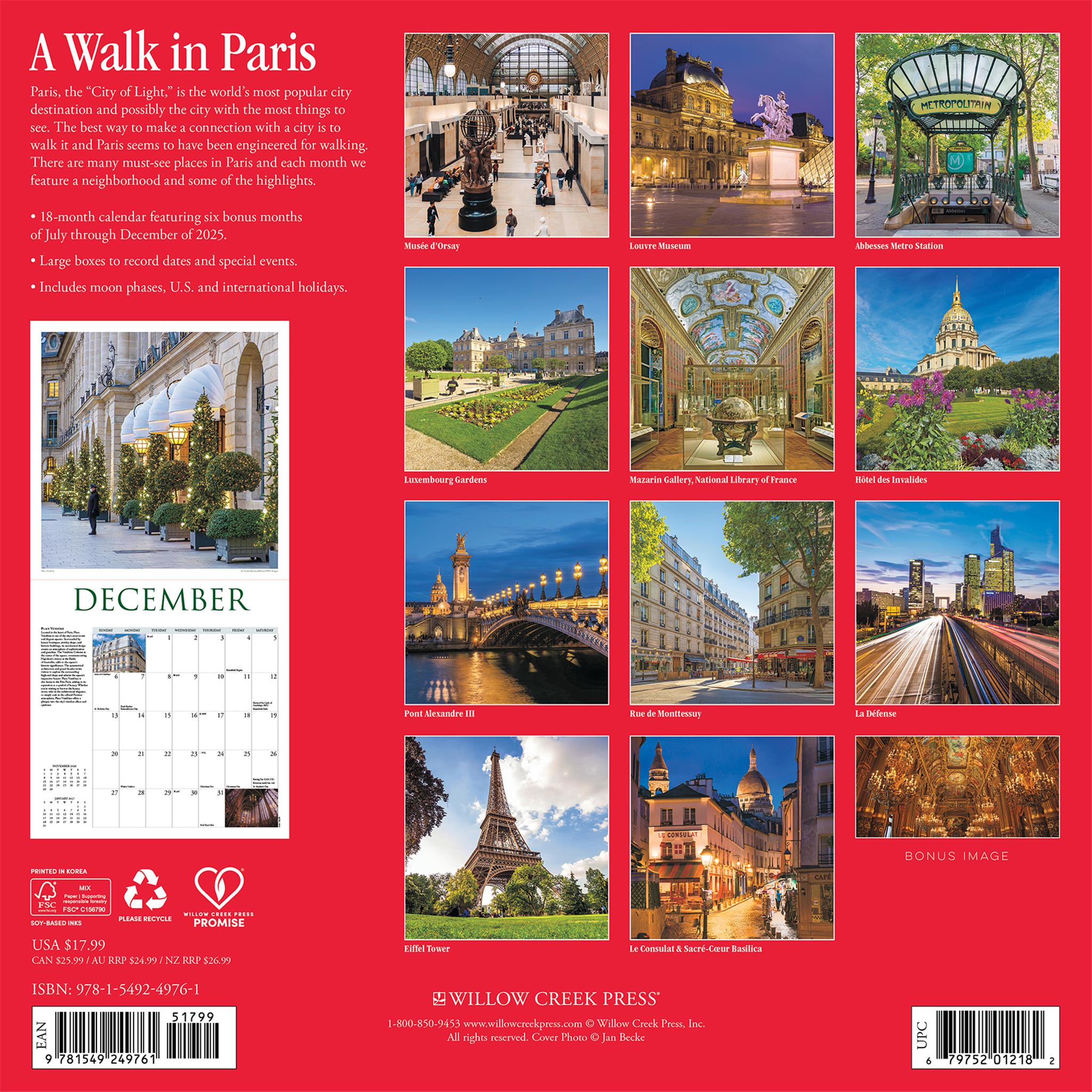 Walk In Paris 2026 Wall Calendar - Online Only