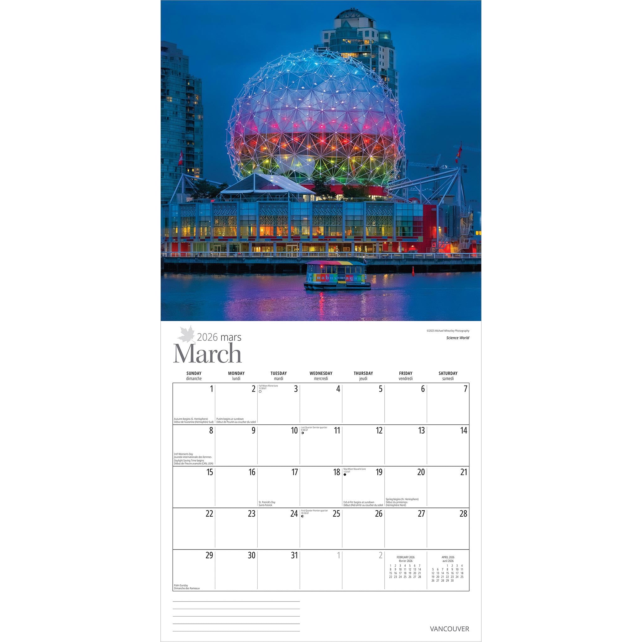Vancouver 2026 Wall Calendar