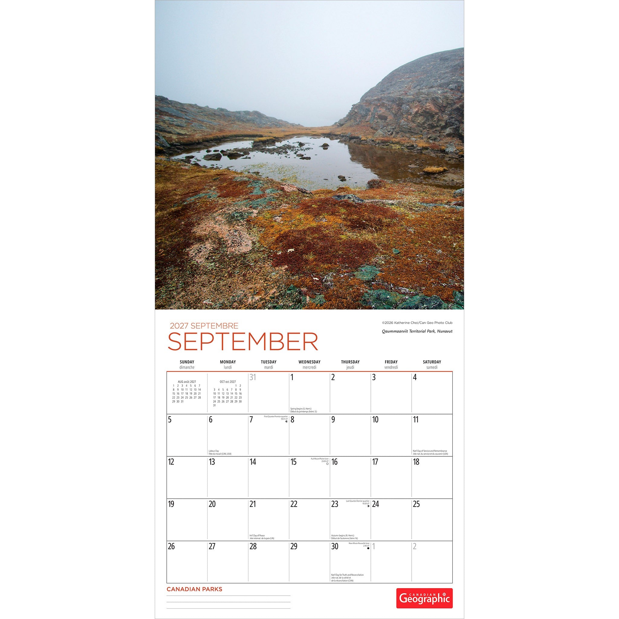 Canadian Geographic Canadian Parks 2027 Wall Calendar