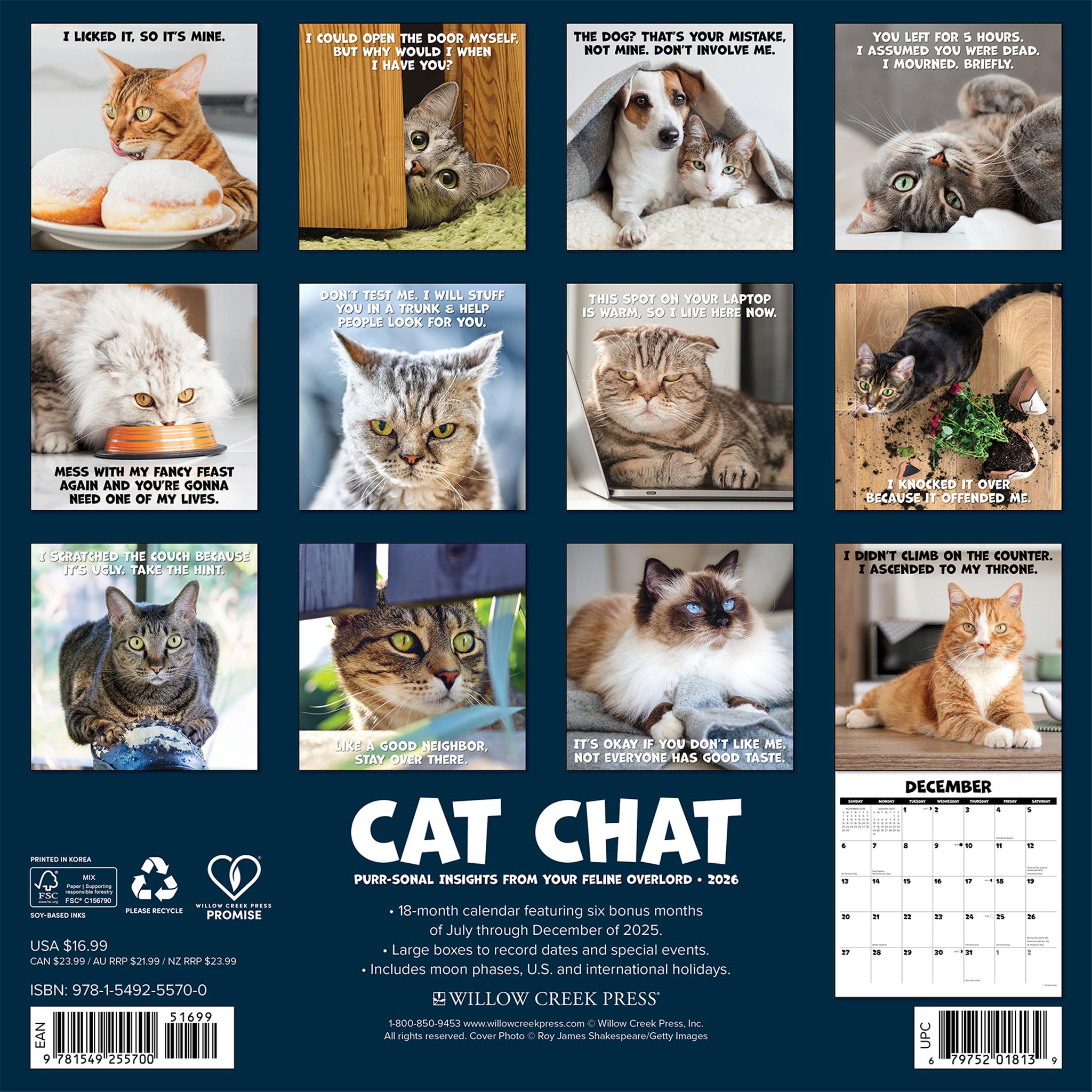 Calendrier mural Cat Chat 2026 - Disponible uniquement en ligne