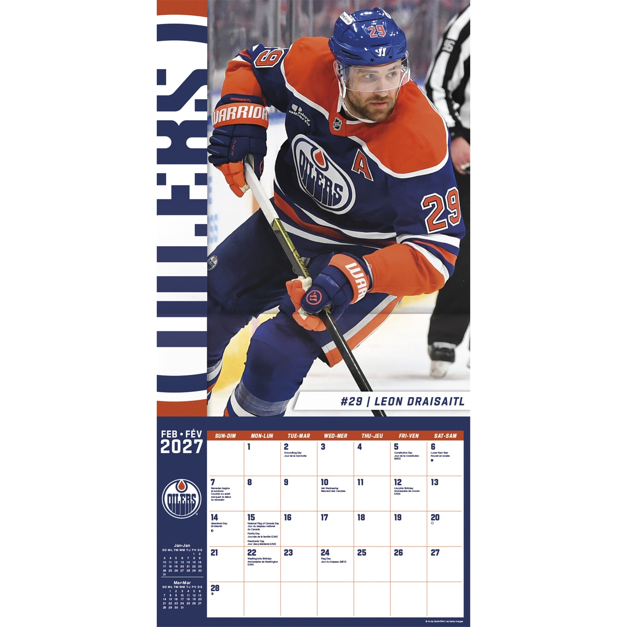 NHL Edmonton Oilers 2027 Wall Calendar