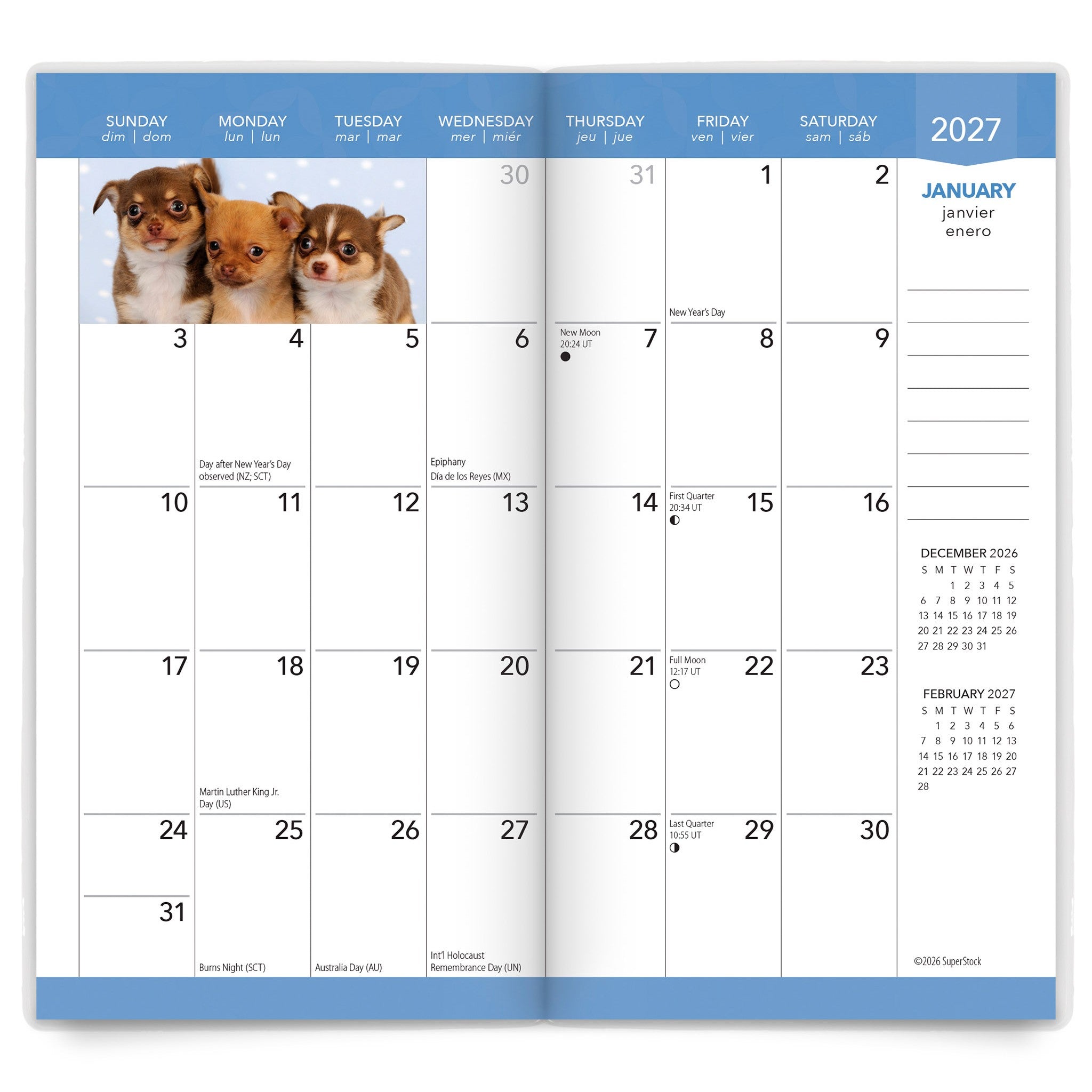 Puppies I Love 2027-2028 2-Year Pocket Planner