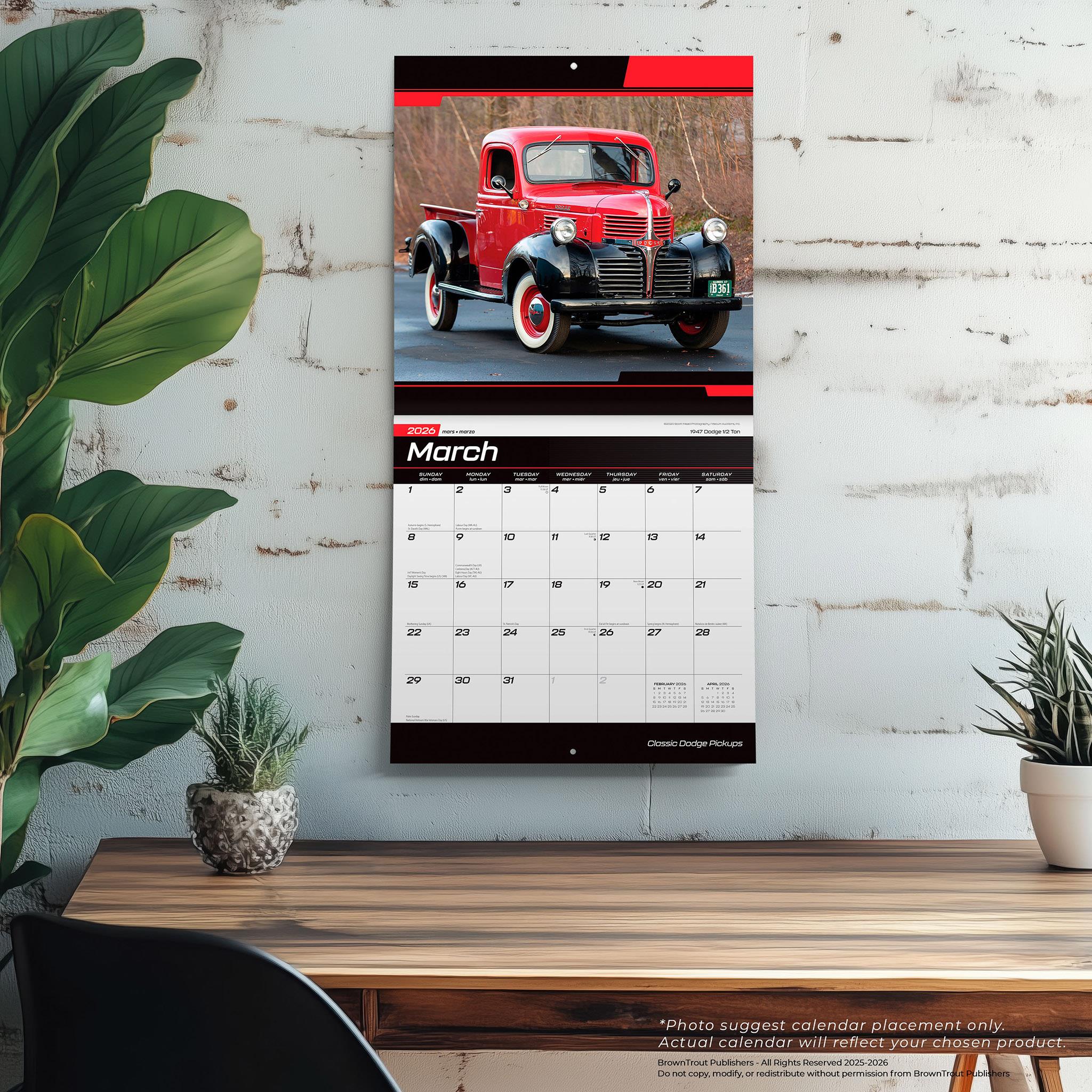Classic Dodge Pickups 2026 Wall Calendar - Online Only