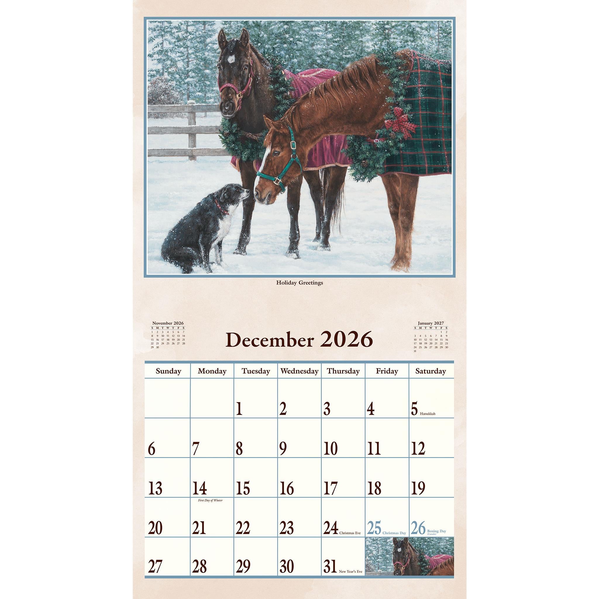 Calendrier mural Hoof Beats 2026 - Disponible uniquement en ligne