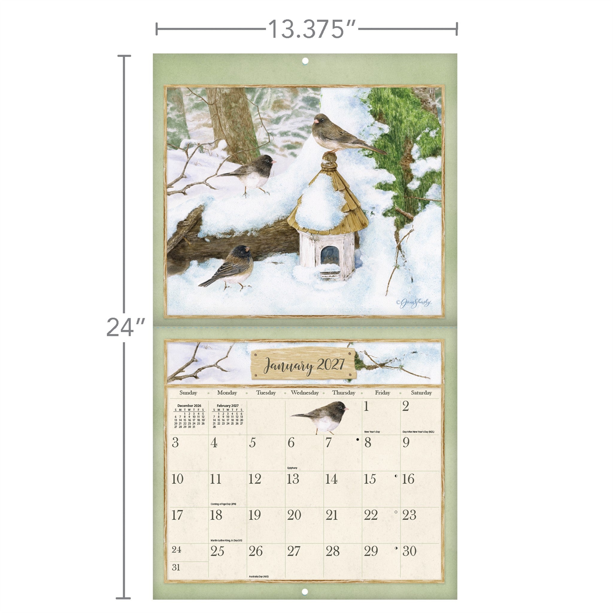 Calendrier mural 2027 Oiseaux du jardin - En ligne seulement