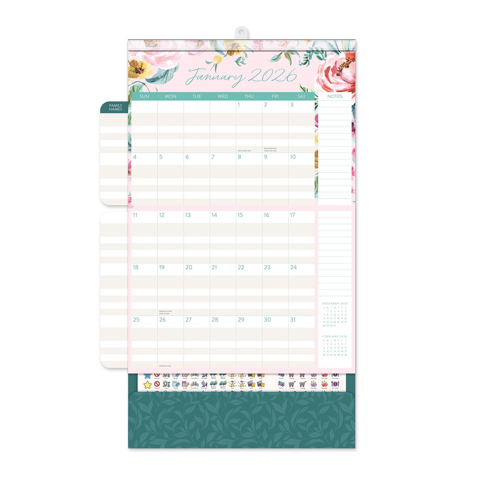 Bella Flora Do It All 2025-2026 Wall Calendar