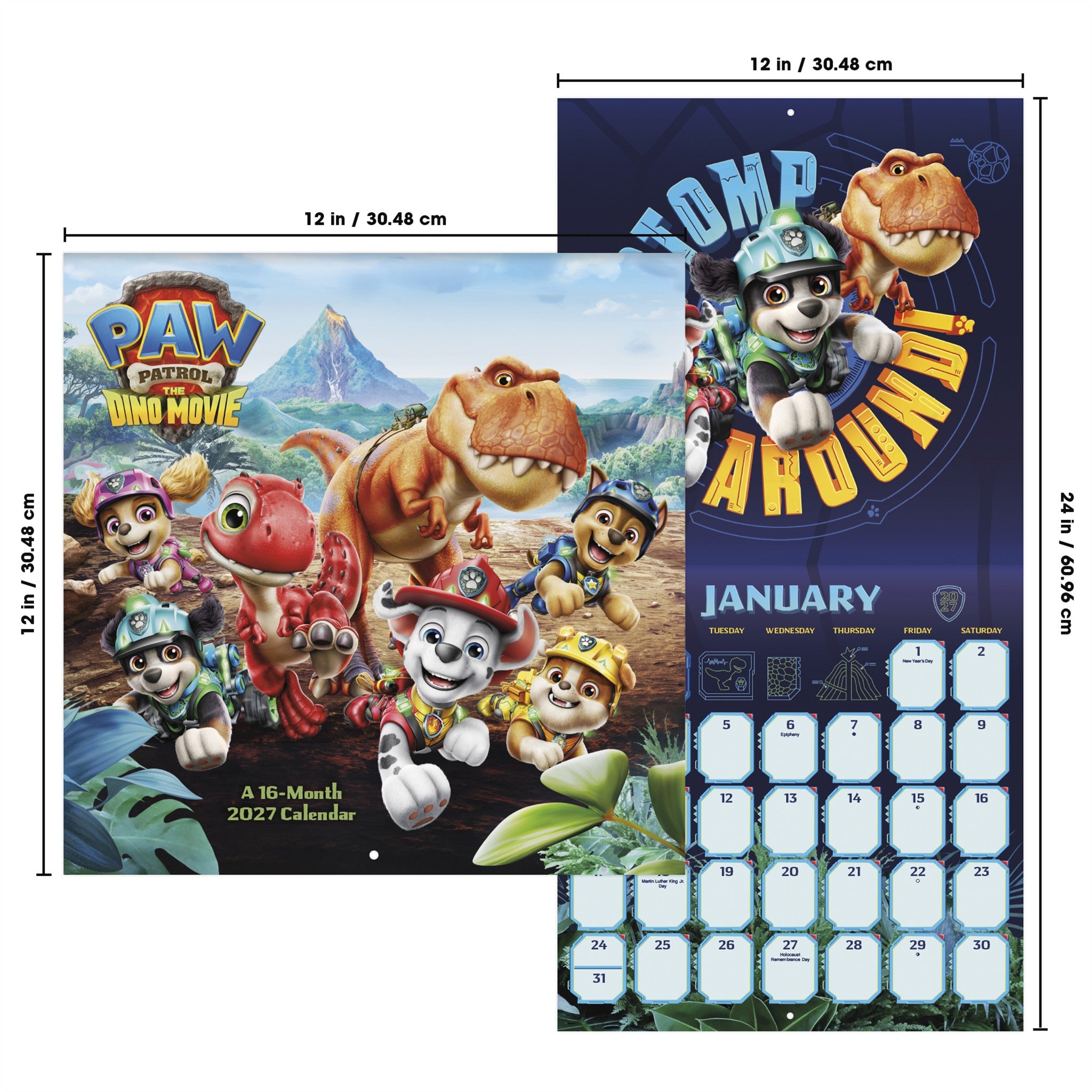 Paw Patrol: The Dino Movie 2027 Wall Calendar