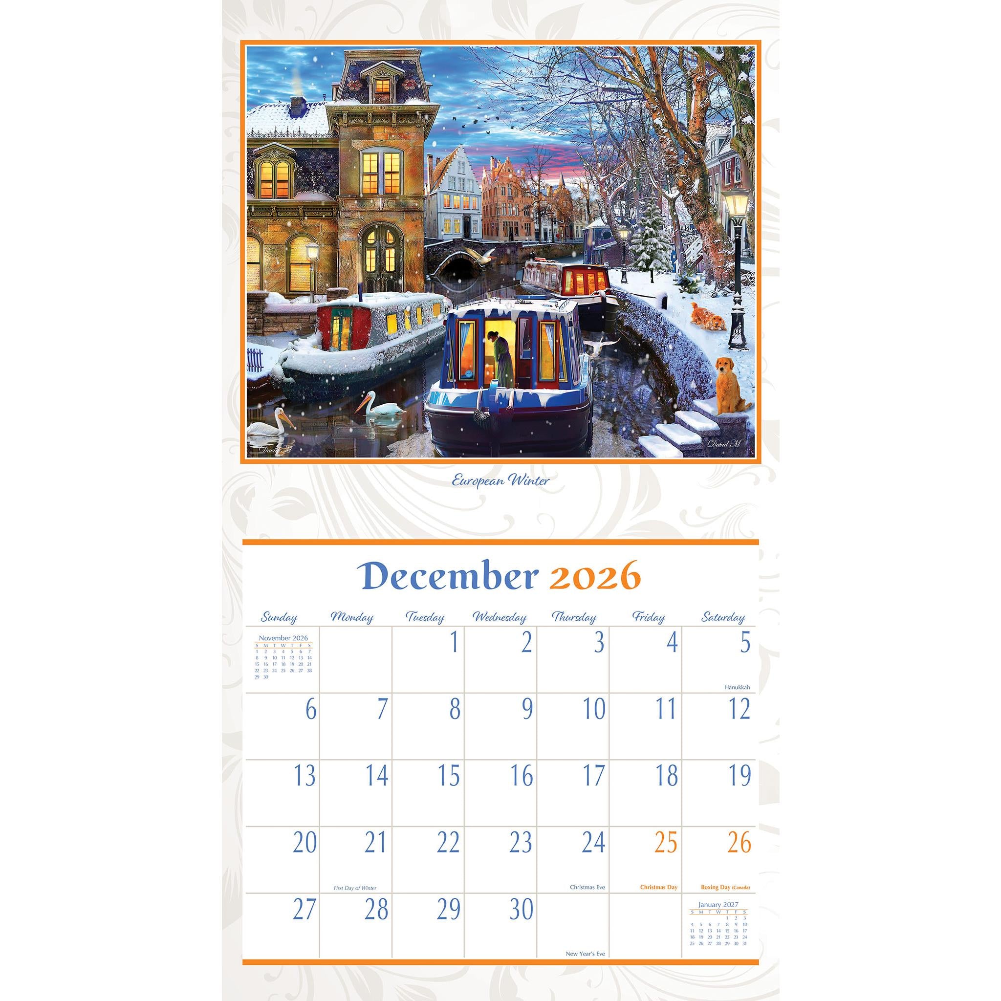 Calendrier mural des vacances en Europe 2026 - Disponible uniquement en ligne