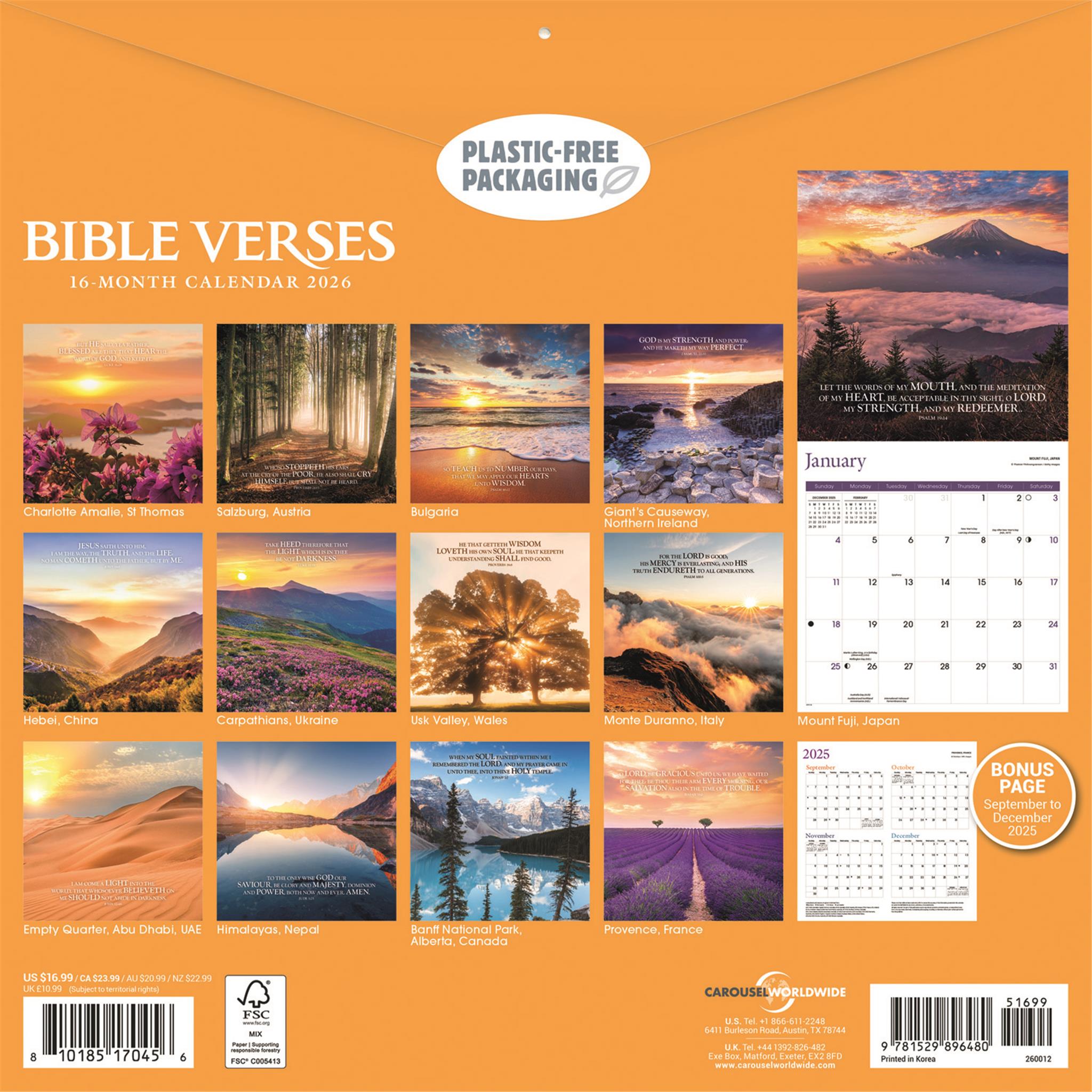 Calendrier mural des versets bibliques 2026