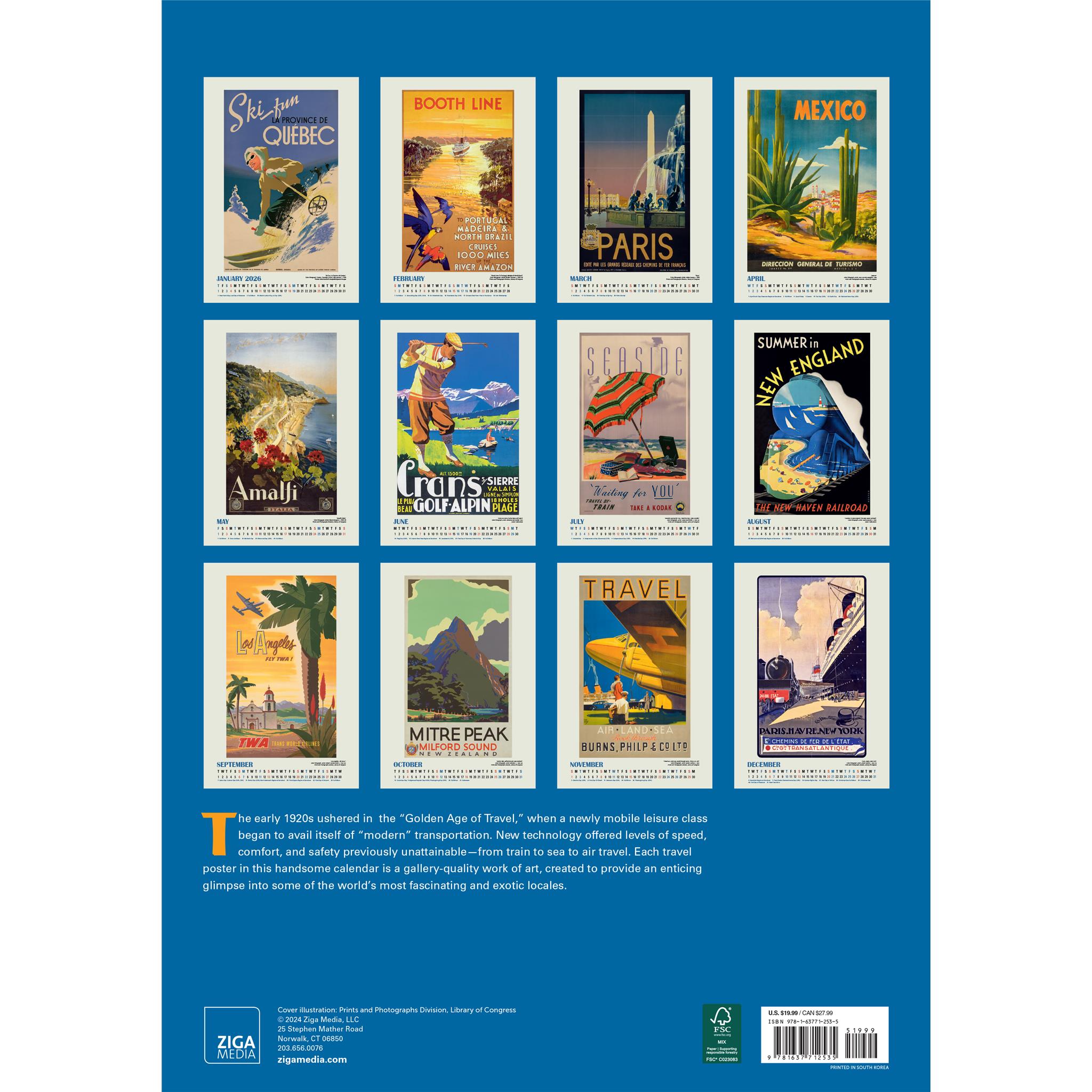 Calendrier-affiche Voyage autour du monde 2026