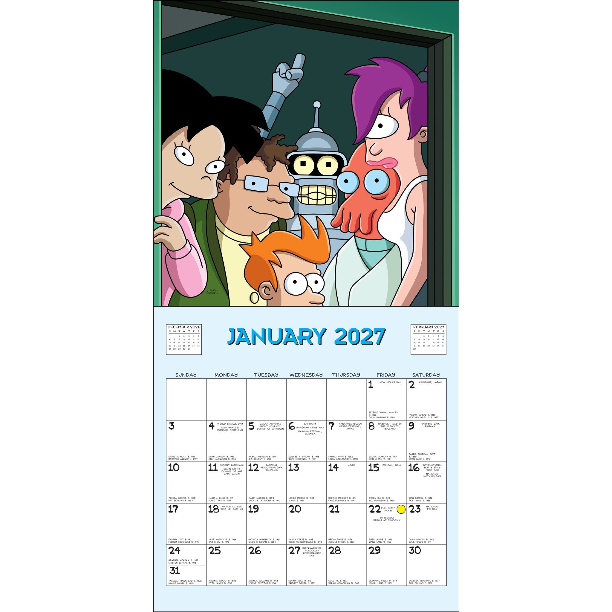Calendrier mural Futurama 2027