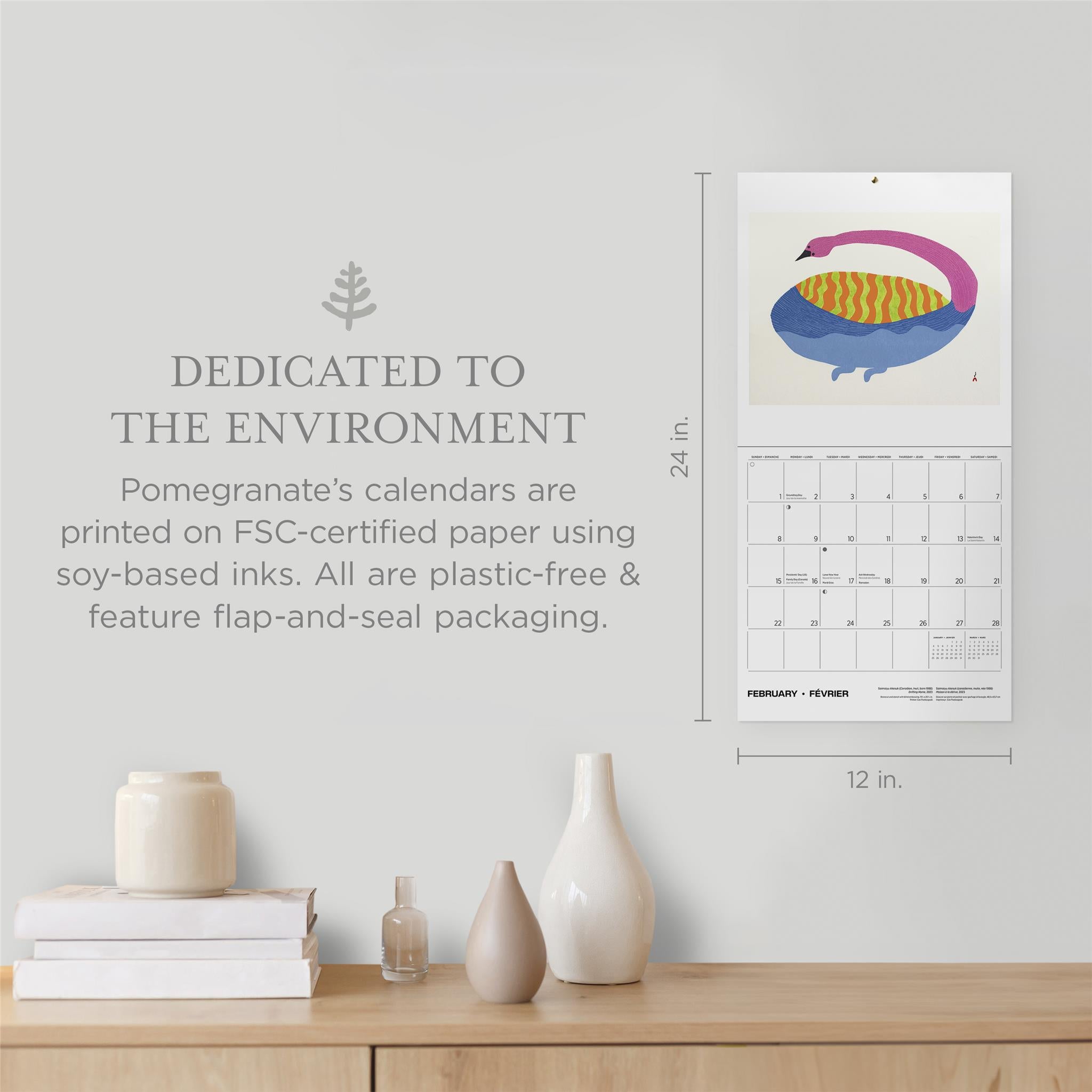 Calendrier mural édition spéciale 2026 d'Inuit Art Cape Dorset avec impression