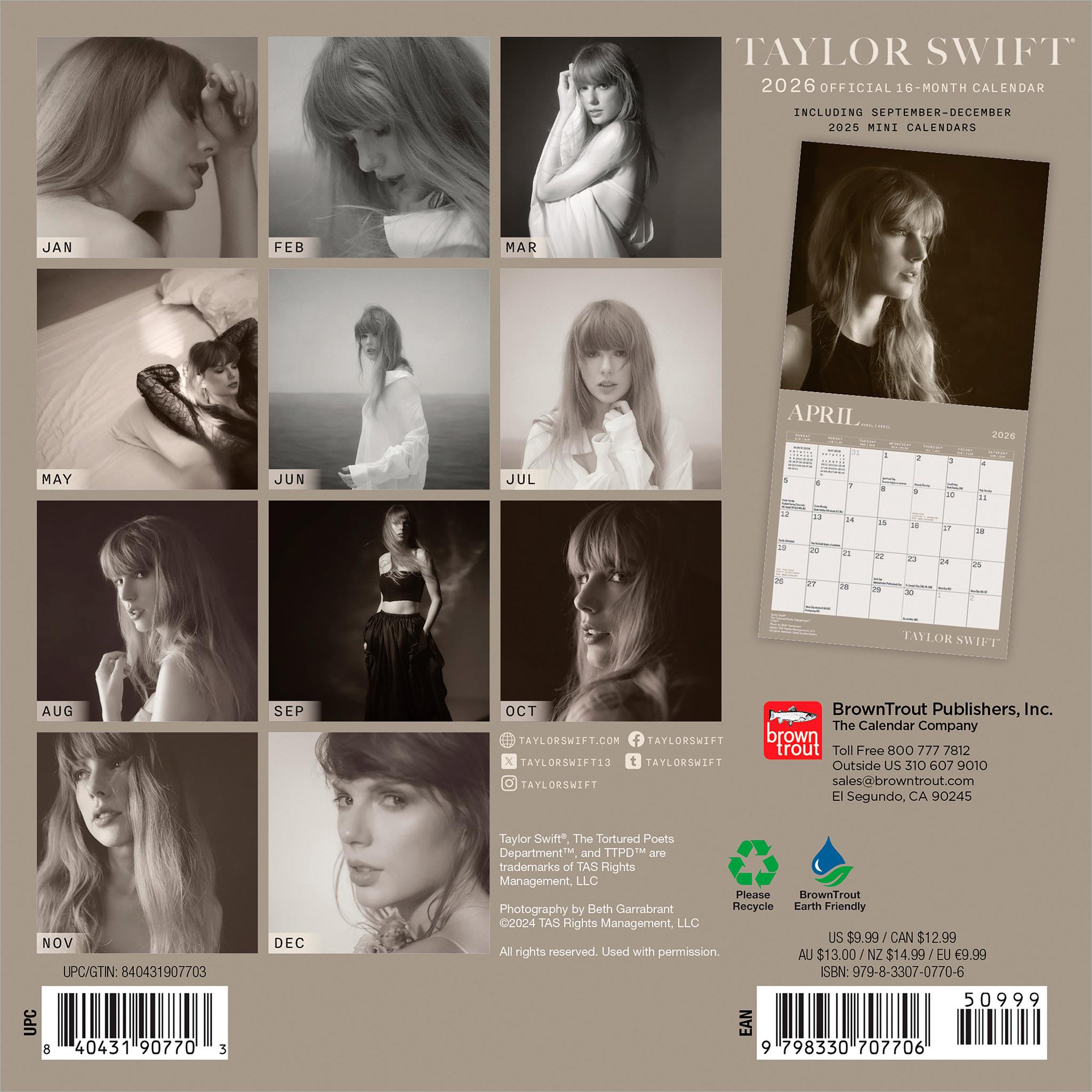 Mini calendrier Taylor Swift 2026