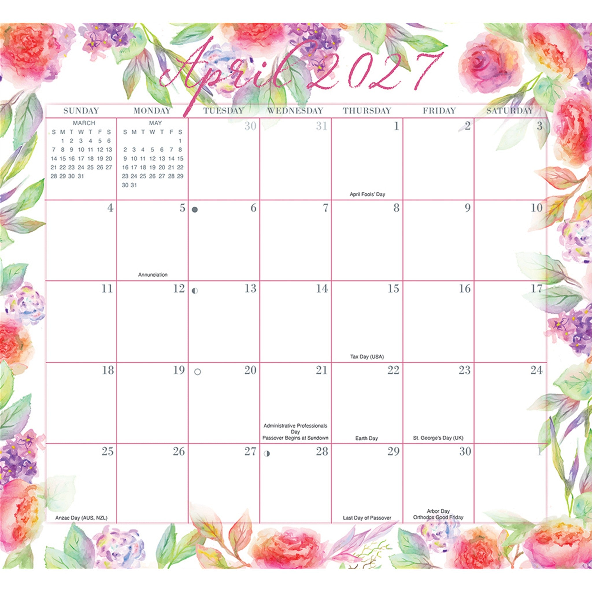 Floral Jumbo Magic Grip Exclusive 2026-2027 Wall Calendar