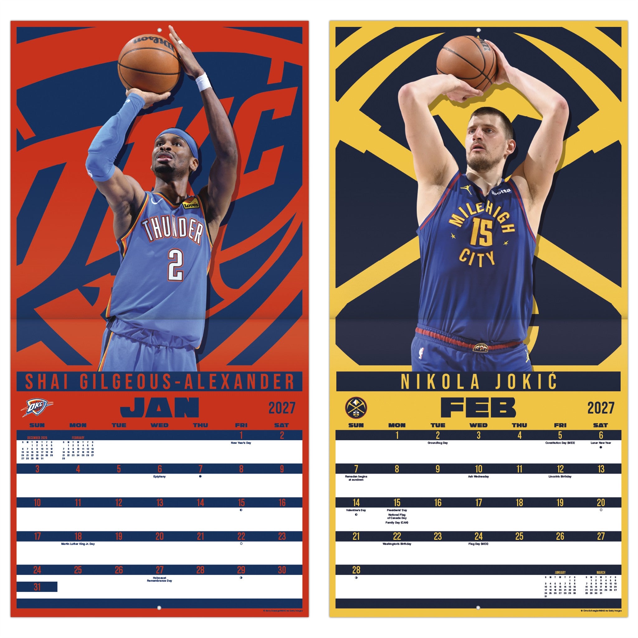 Calendrier mural des Superstars de la NBA 2027