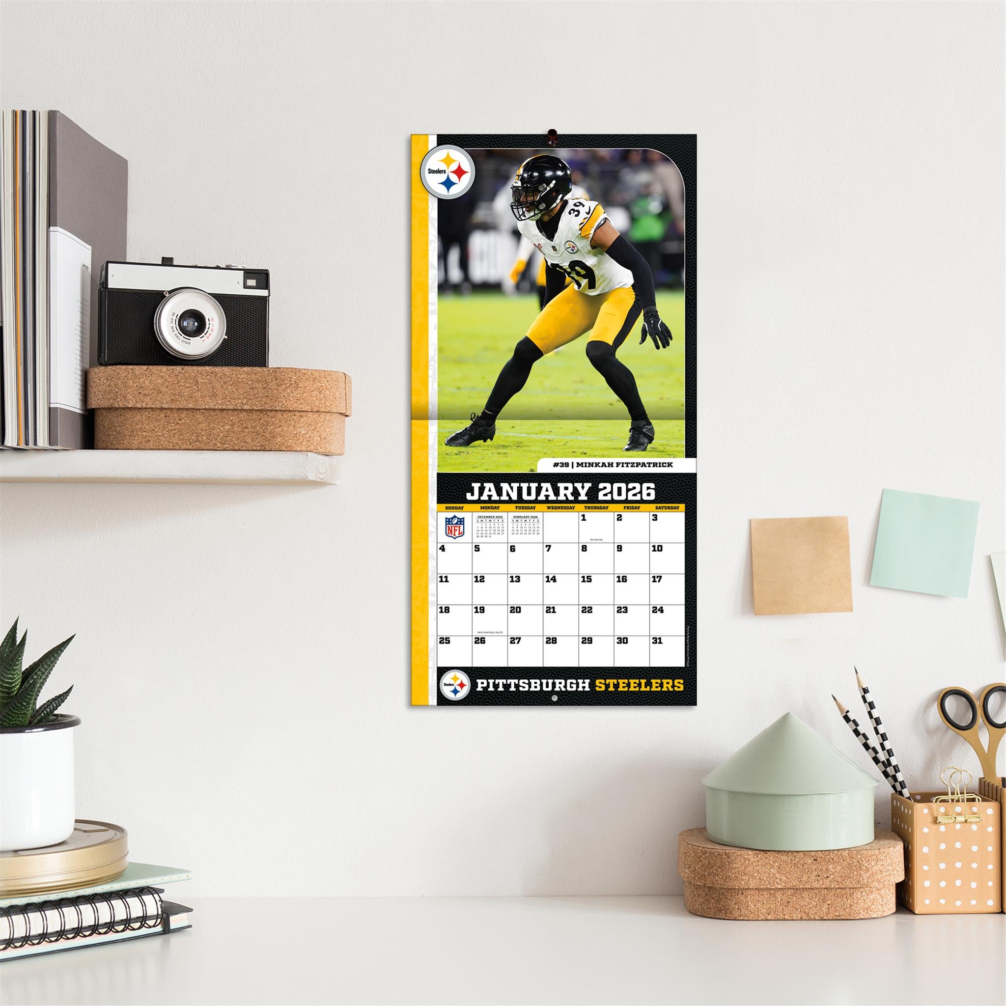 Calendrier miniature 2026 des Steelers de Pittsburgh (NFL) - Disponible uniquement en ligne
