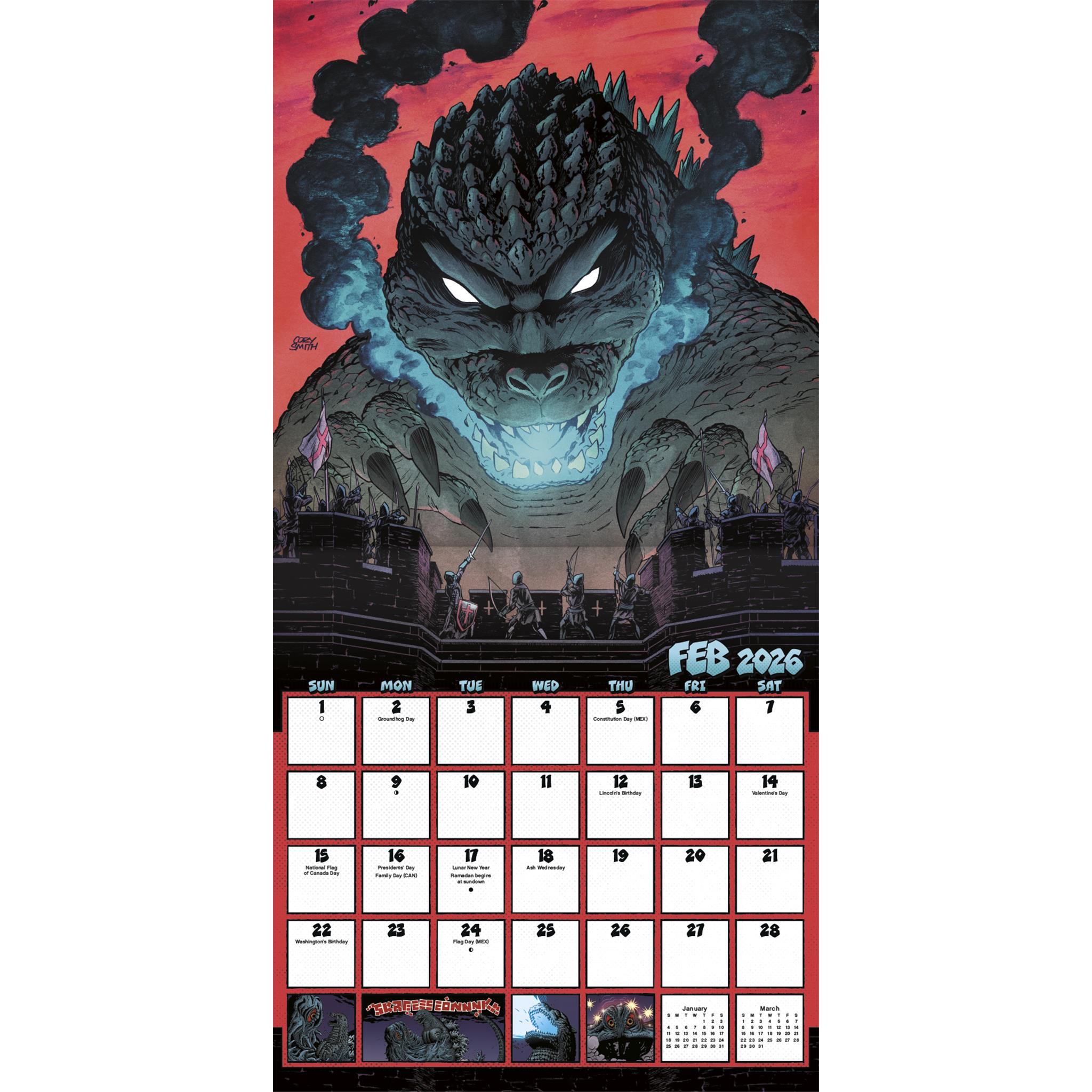 Calendrier mural Godzilla Classic 2026 - Disponible uniquement en ligne