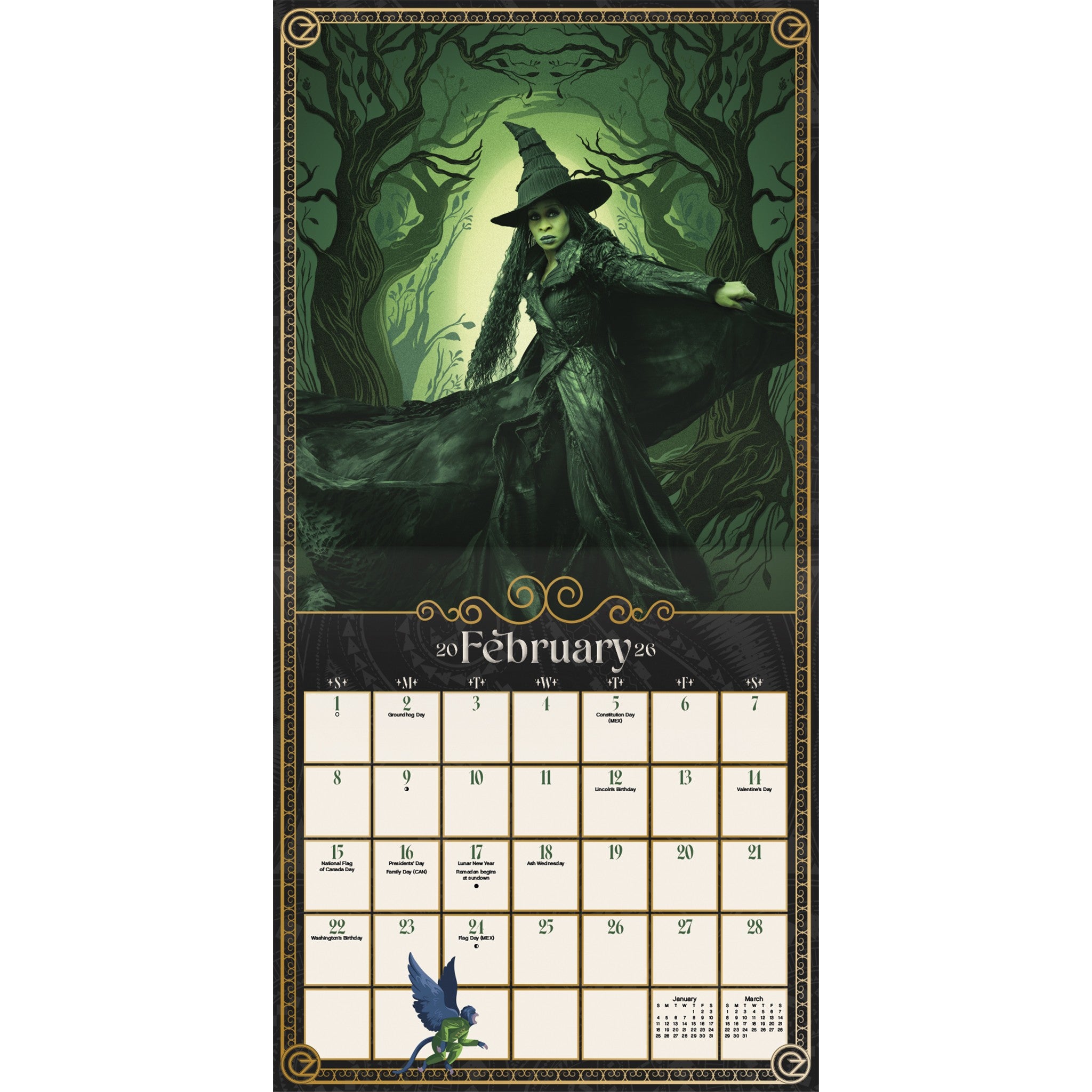 Wicked : Calendrier mural de luxe exclusif For Good avec impression 2026