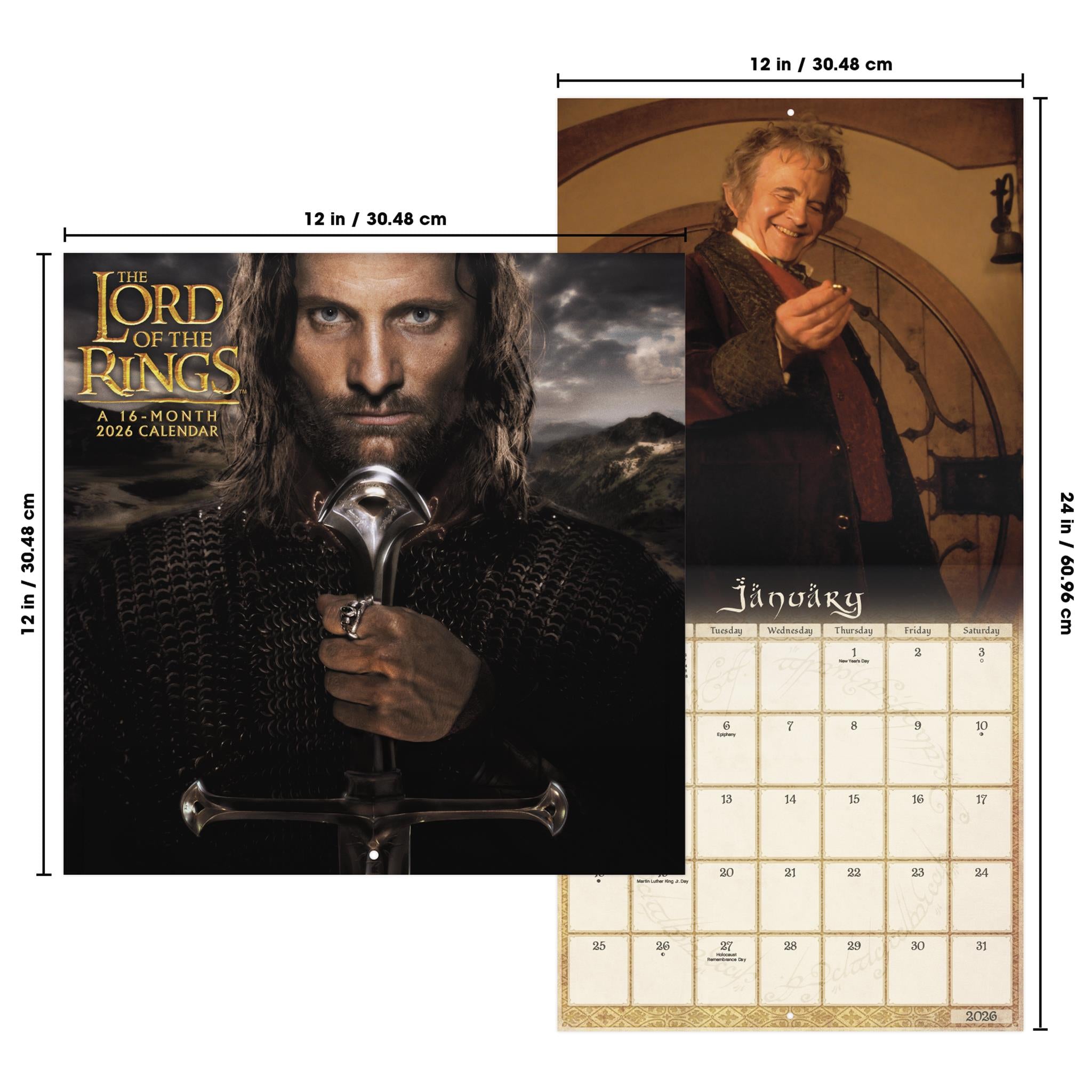 Calendrier mural Le Seigneur des Anneaux 2026