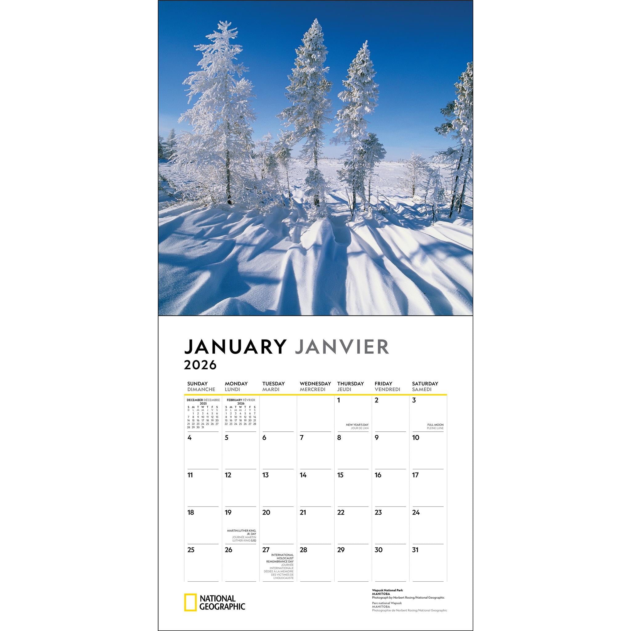 Calendrier mural National Geographic Canada 2026