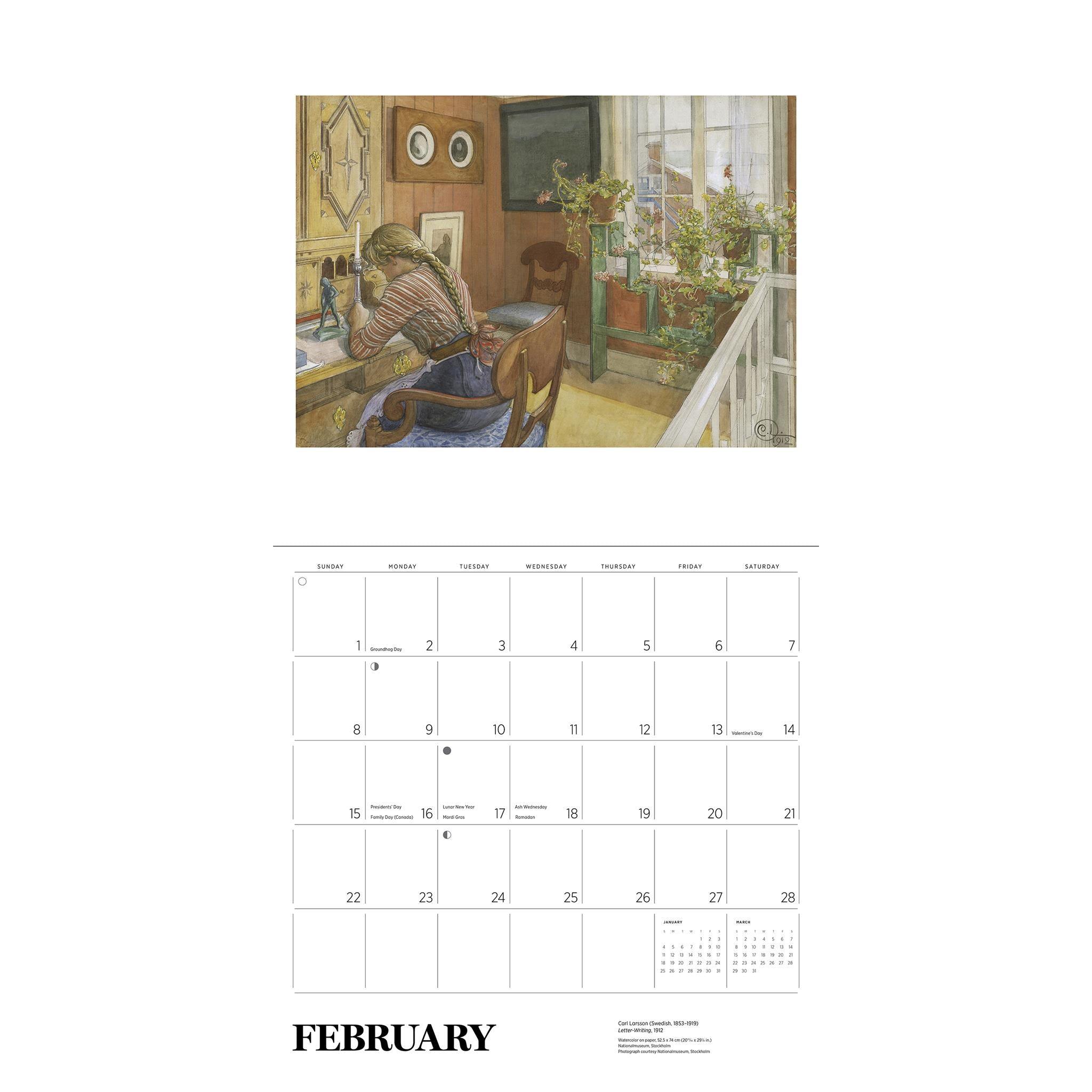 Calendrier mural Carl Larsson 2026 - Disponible uniquement en ligne
