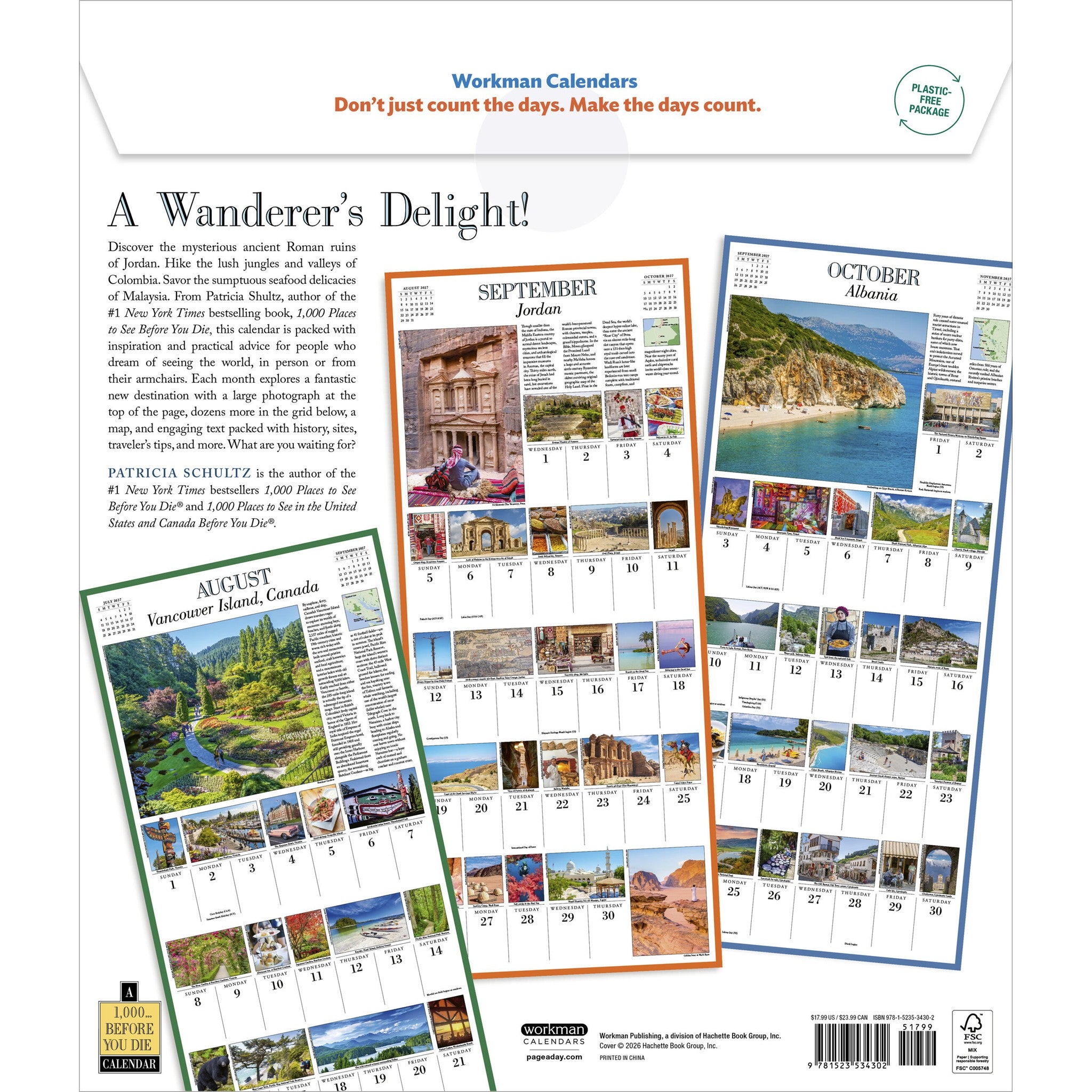 1000 Places to See Before You Die 2027 Wall Calendar