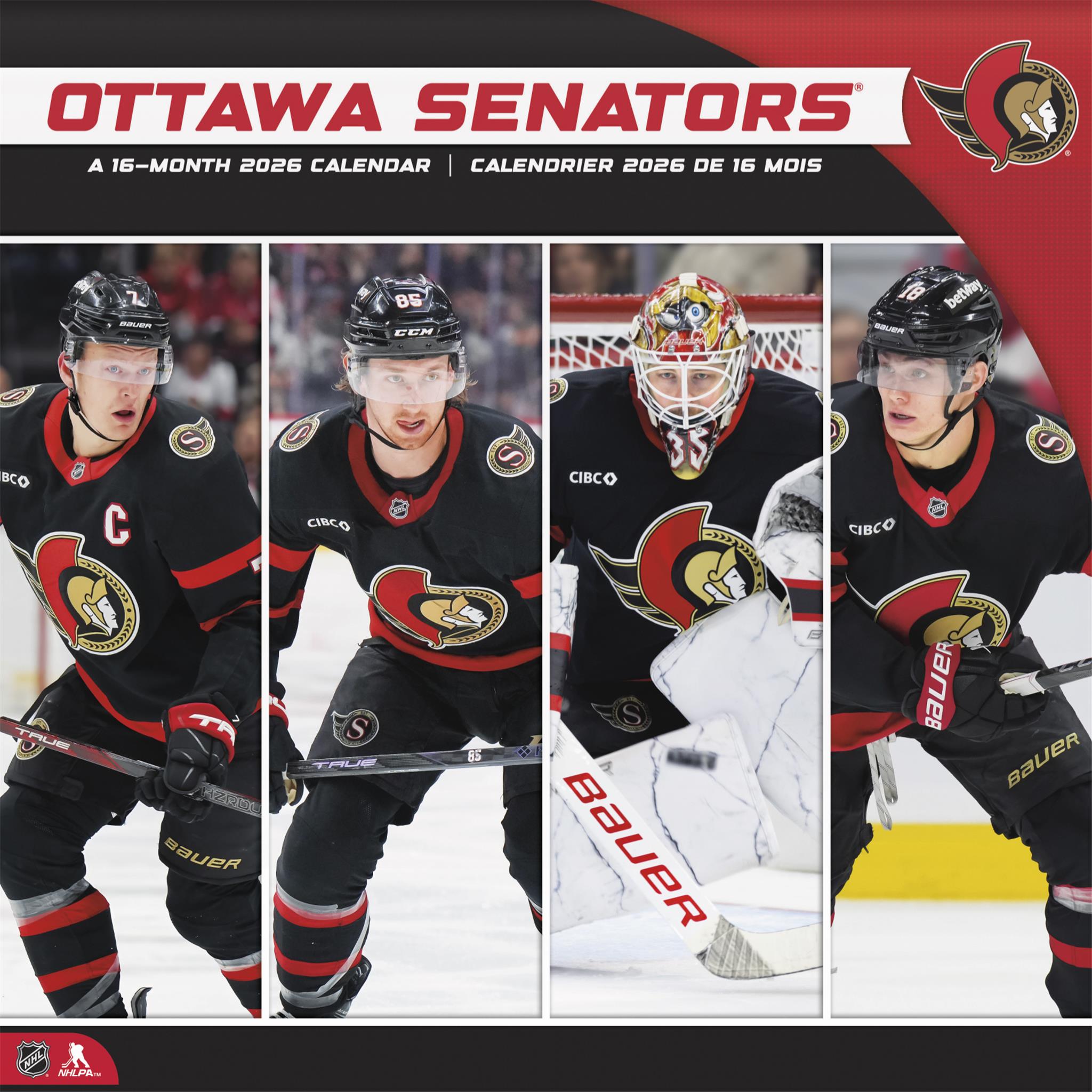 Calendrier mural bilingue 2026 des Sénateurs d'Ottawa de la LNH