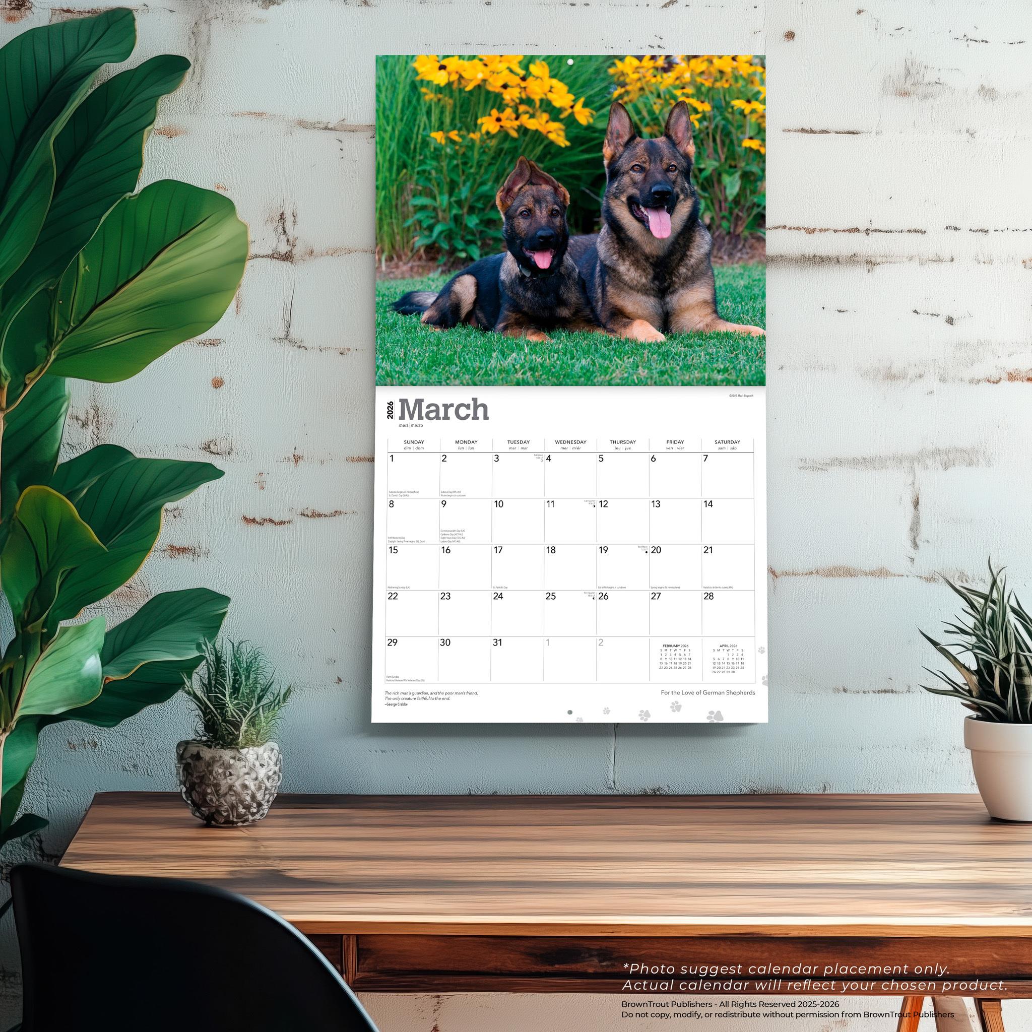 For The Love Of German Shepherds 2026 Wall Calendar