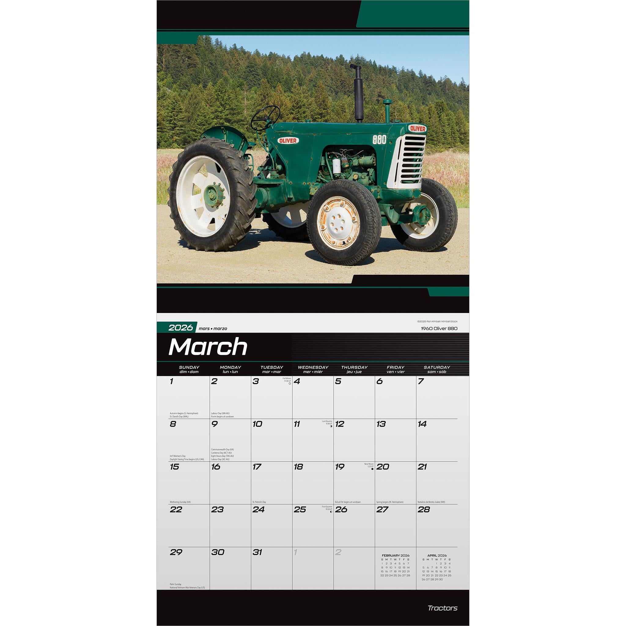 Calendrier mural Tracteurs 2026 - Disponible uniquement en ligne