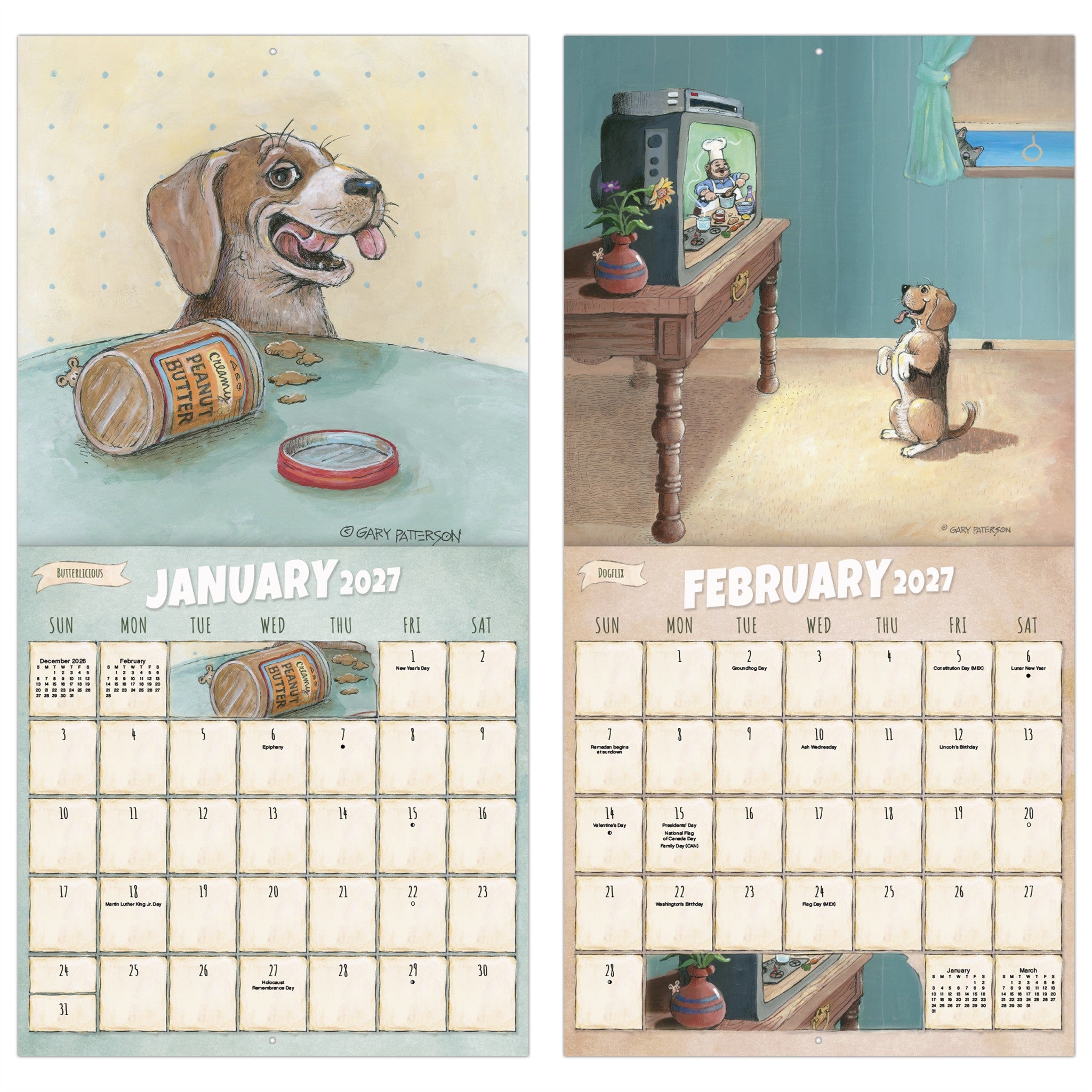 Gary Patterson - Chiens Calendrier Mural 2027 - En Ligne Seulement