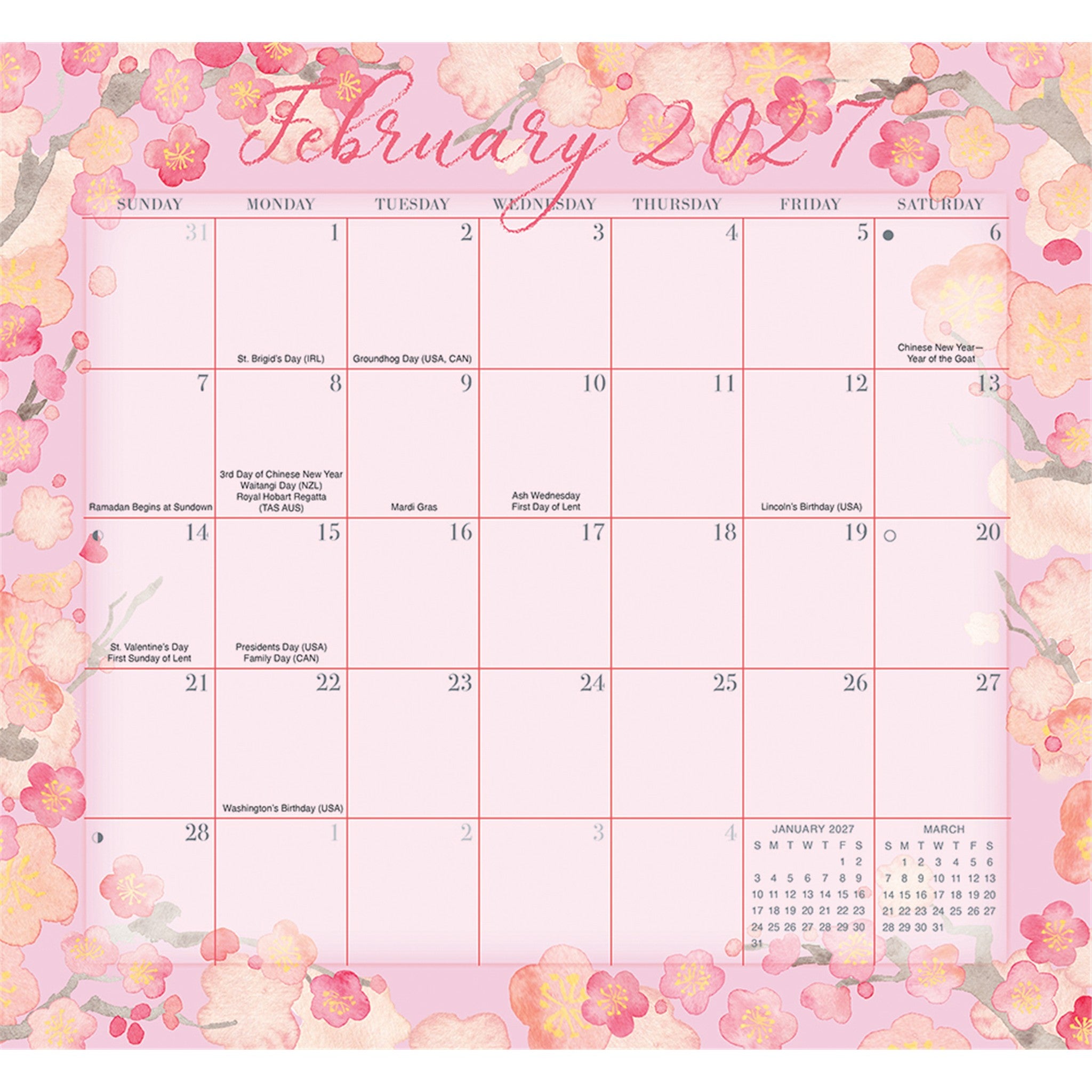Floral Jumbo Magic Grip Exclusive 2026-2027 Wall Calendar