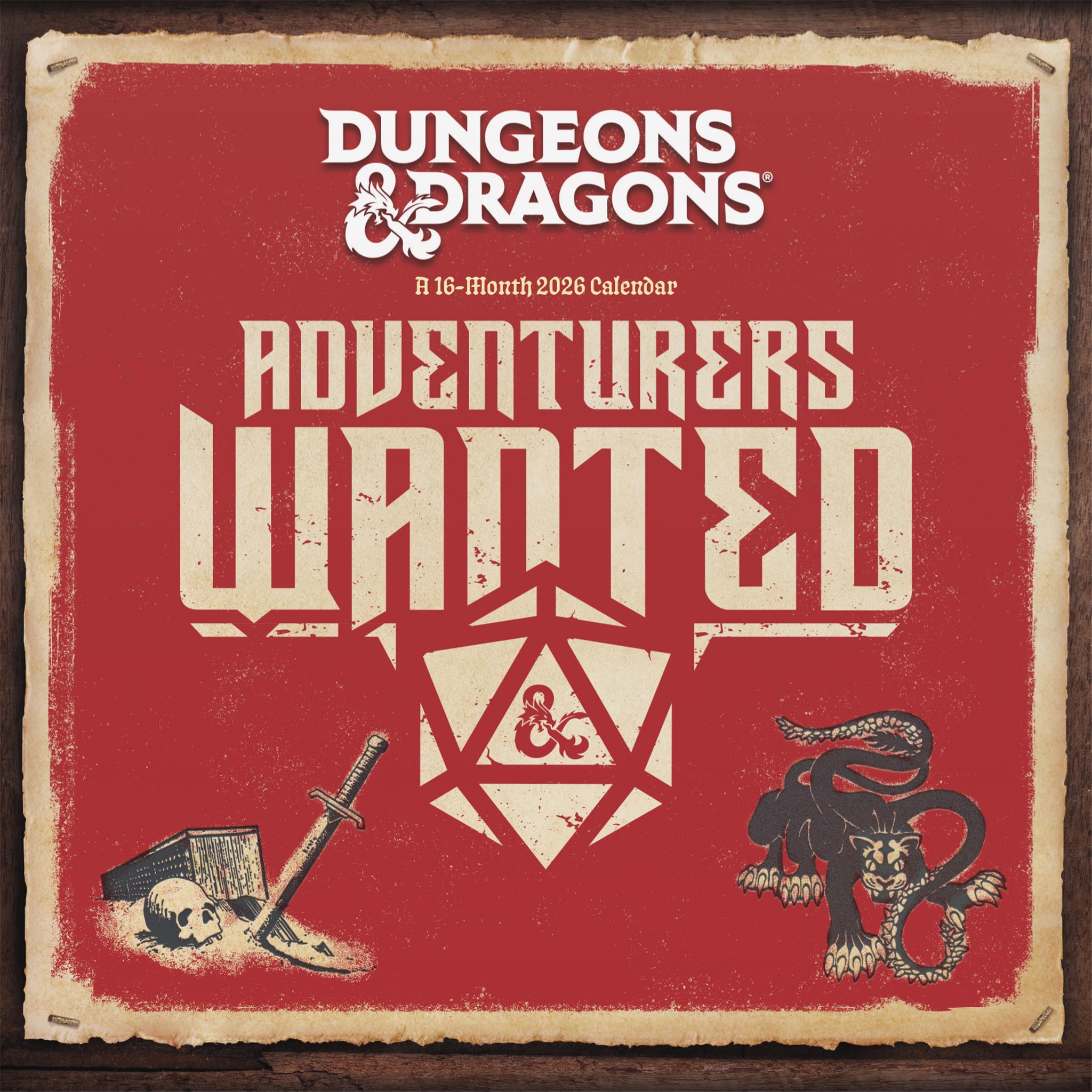 Calendrier mural Dungeons &amp; Dragons Classic 2026 - Disponible uniquement en ligne