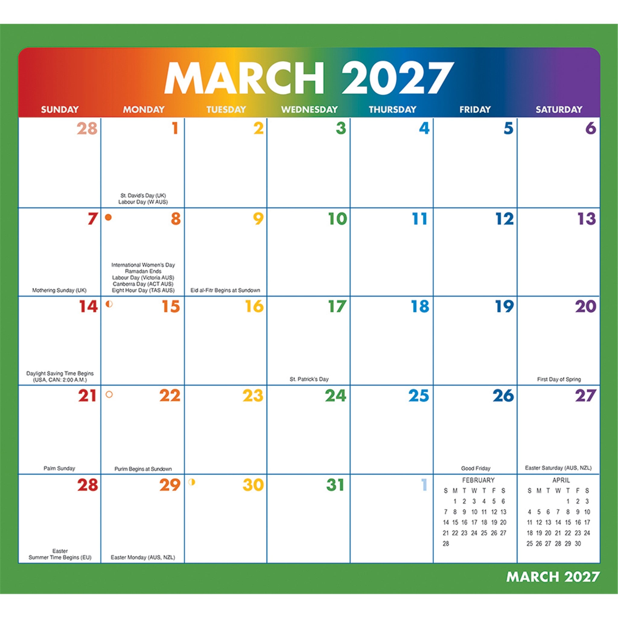 Rainbow Jumbo Magic Grip Exclusive 2026-2027 Wall Calendar