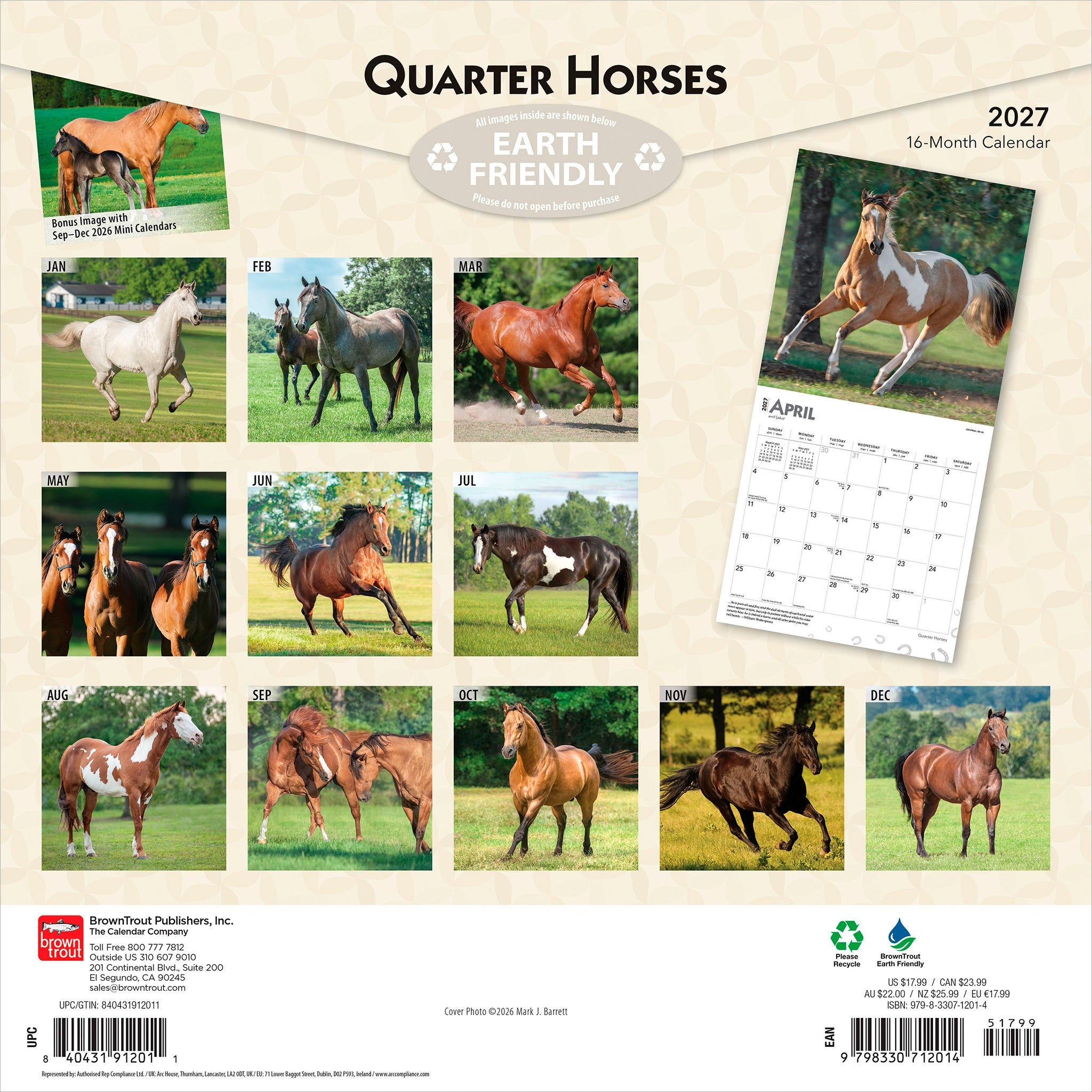 Quarter Horses 2027 Wall Calendar - Online Only