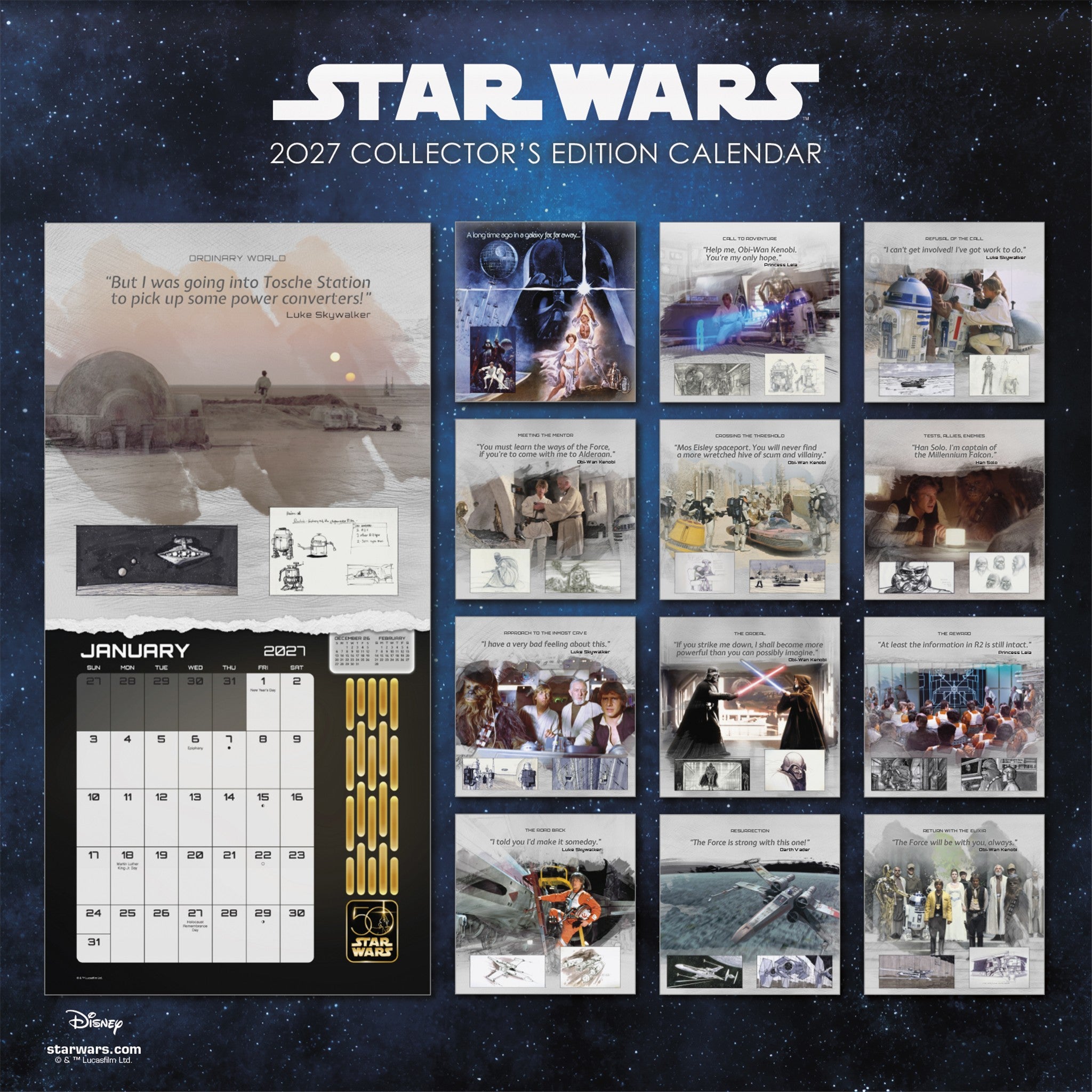 Star Wars 50th Anniversary Collector's Edition 2027 Wall Calendar