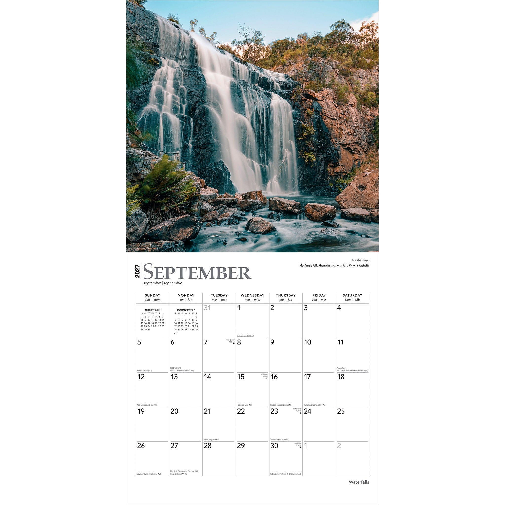 Waterfalls 2027 Wall Calendar