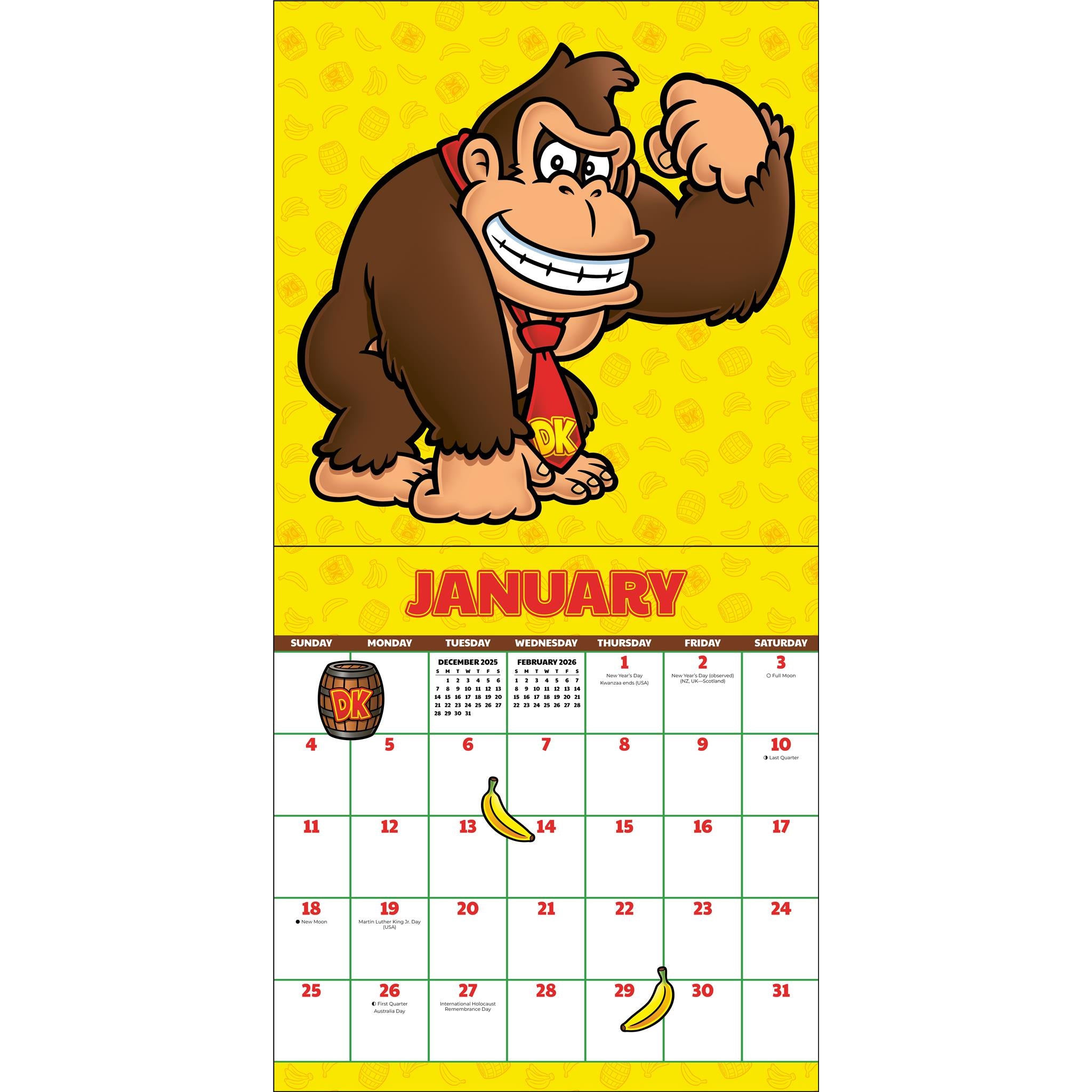 Calendrier mural Donkey Kong 2026 - Disponible uniquement en ligne