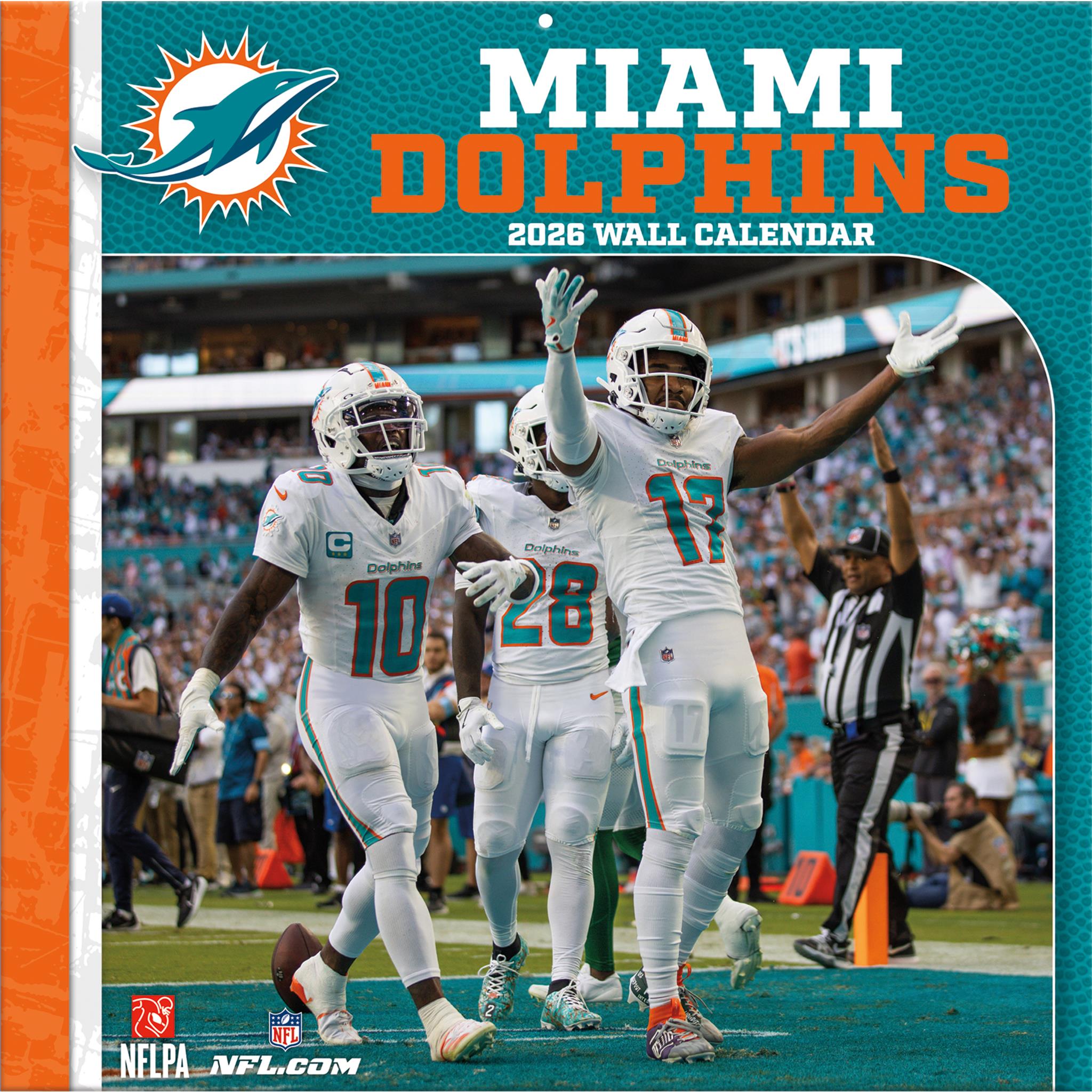 Calendrier mural NFL Miami Dolphins 2026 - Disponible uniquement en ligne