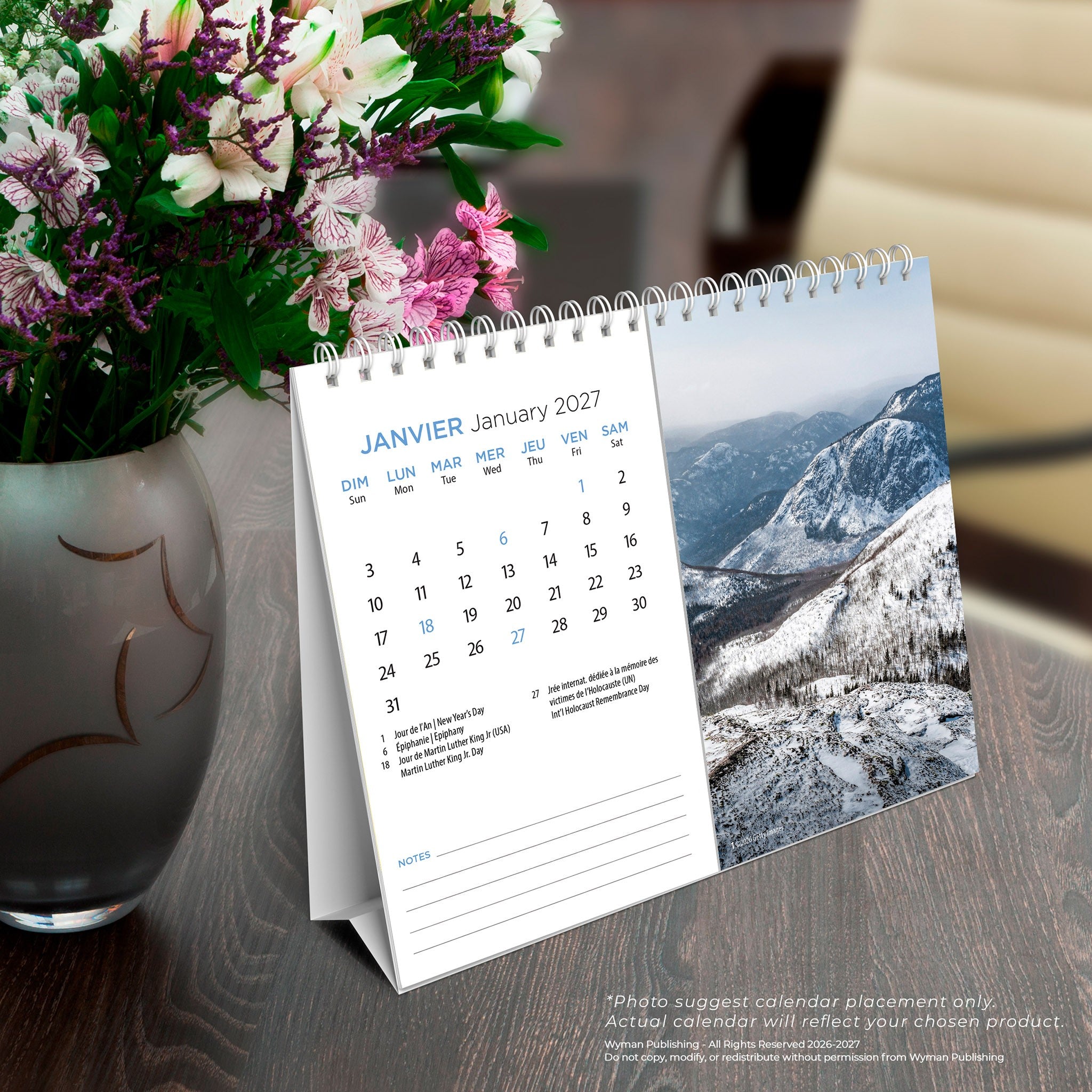 Québec Double-View 2027 Easel Calendar