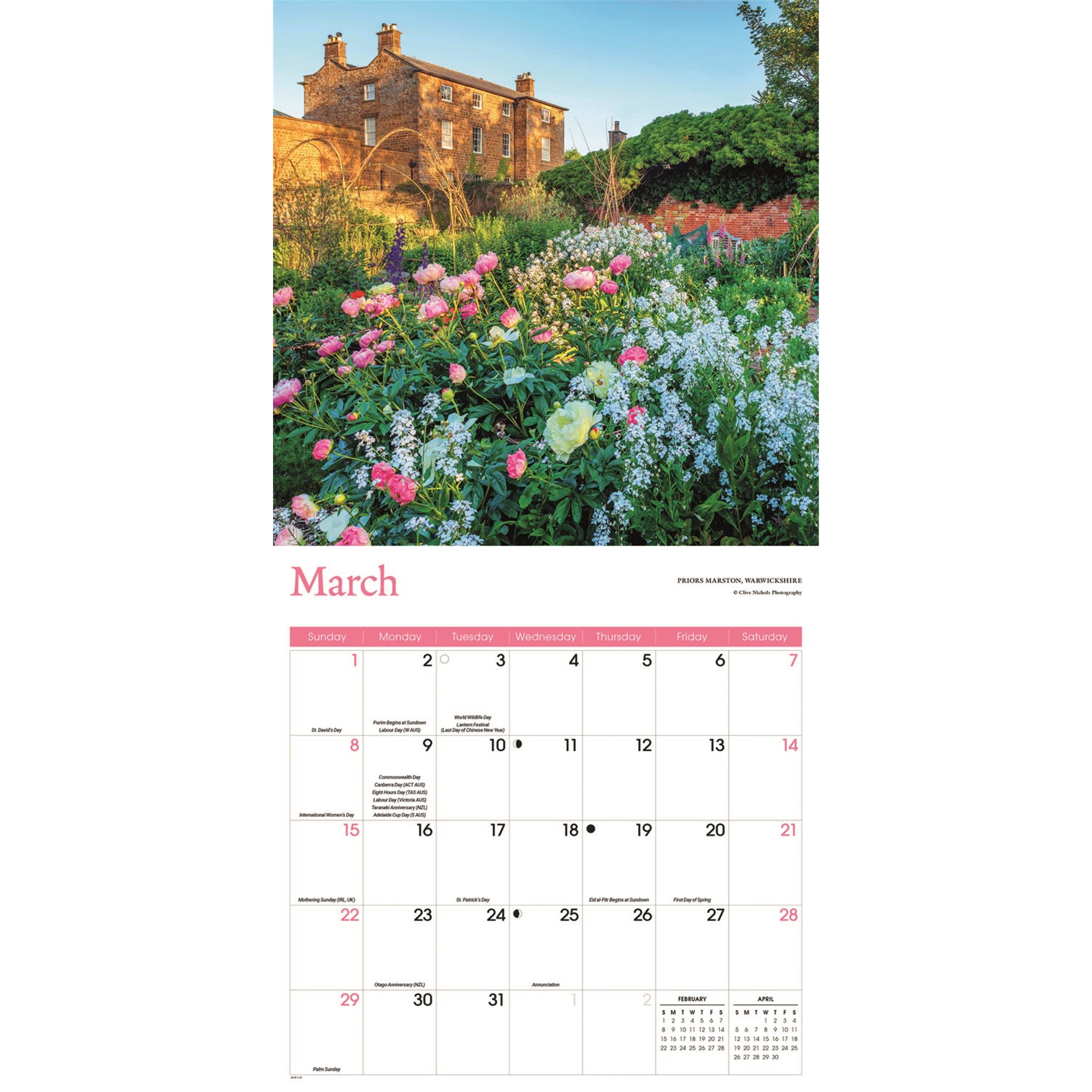 Calendrier mural Jardins champêtres 2026