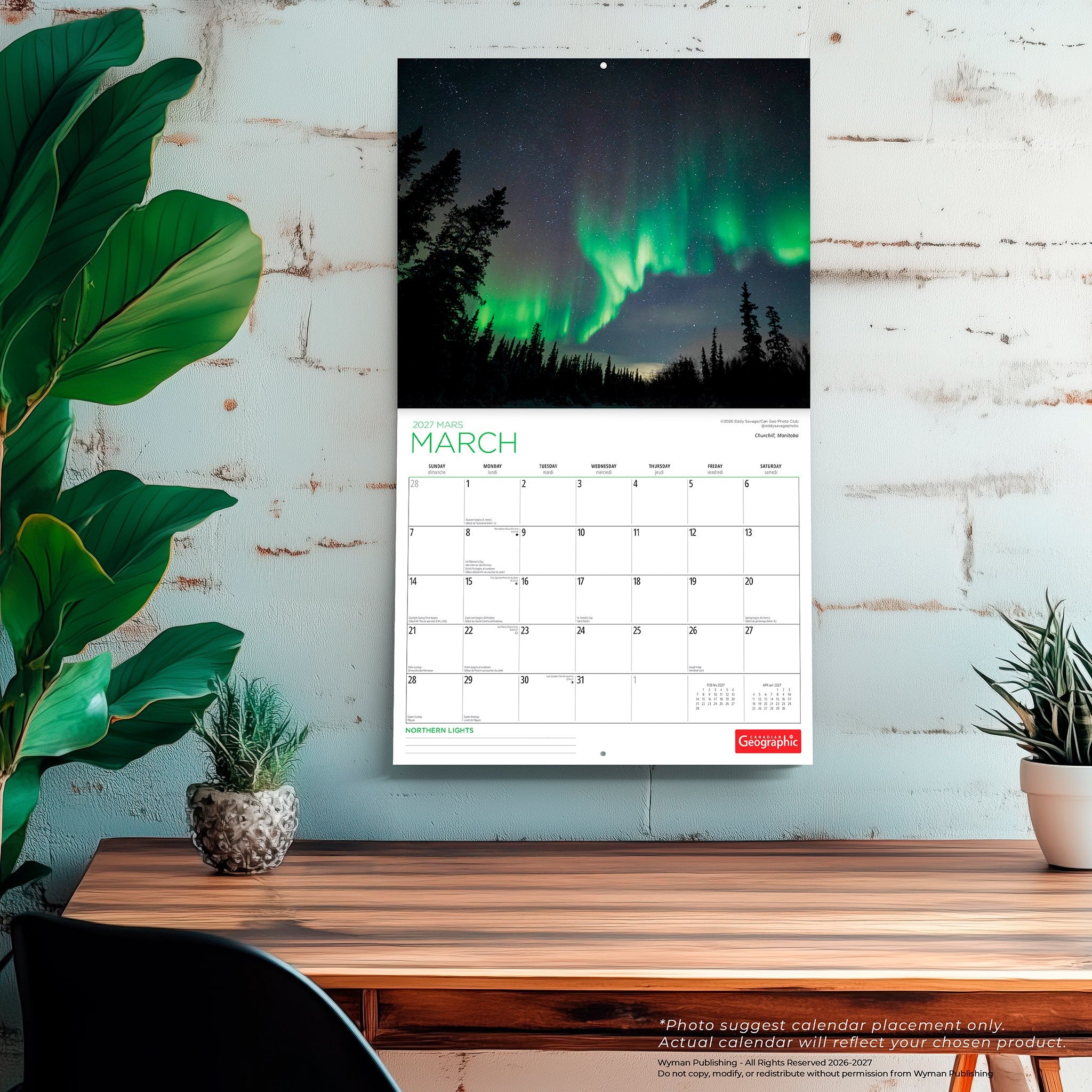 Canadian Geographic Northern Lights 2027 Wall Calendar