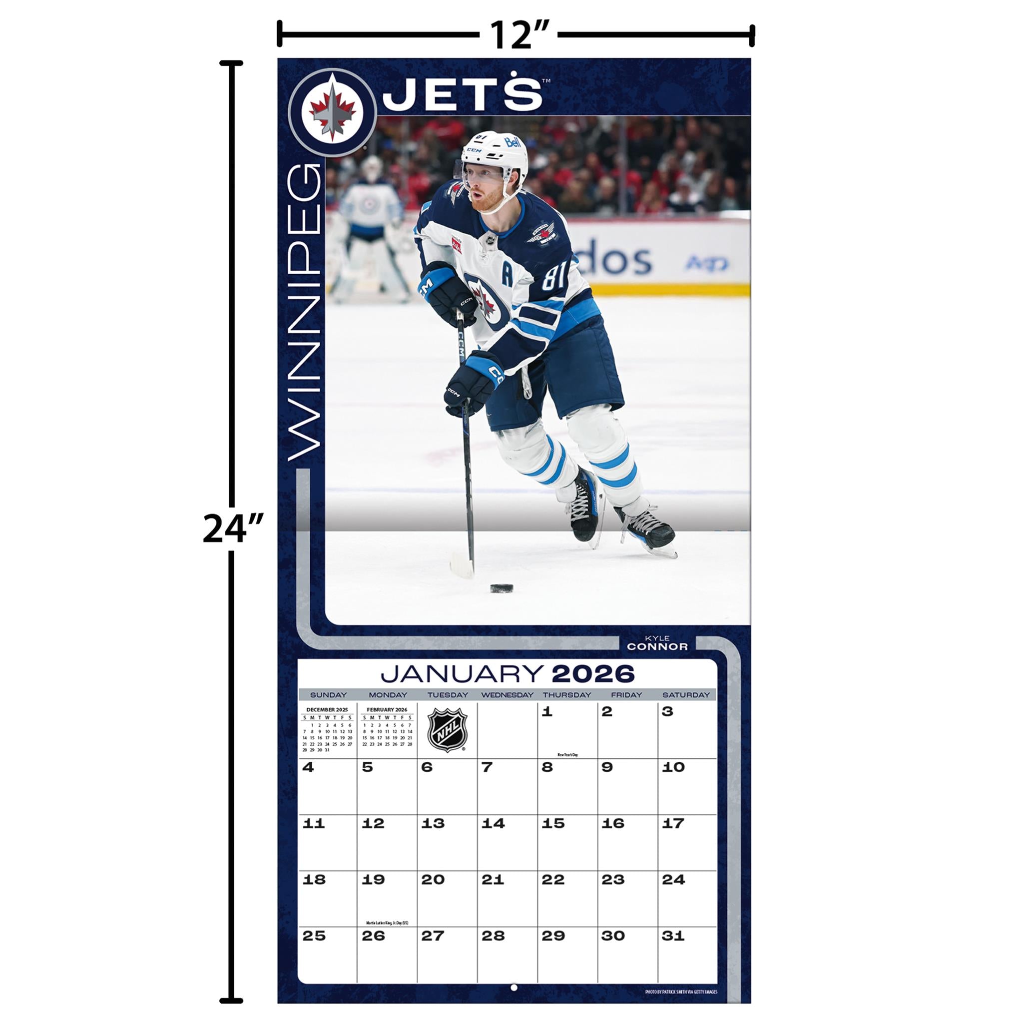 Calendrier mural 2026 des Jets de Winnipeg (LNH) - Disponible uniquement en ligne