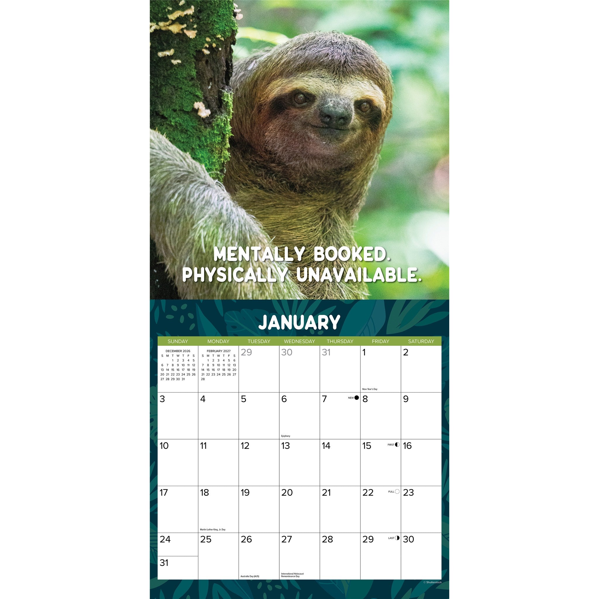 Sloth Mode 2027 Wall Calendar - Online Only